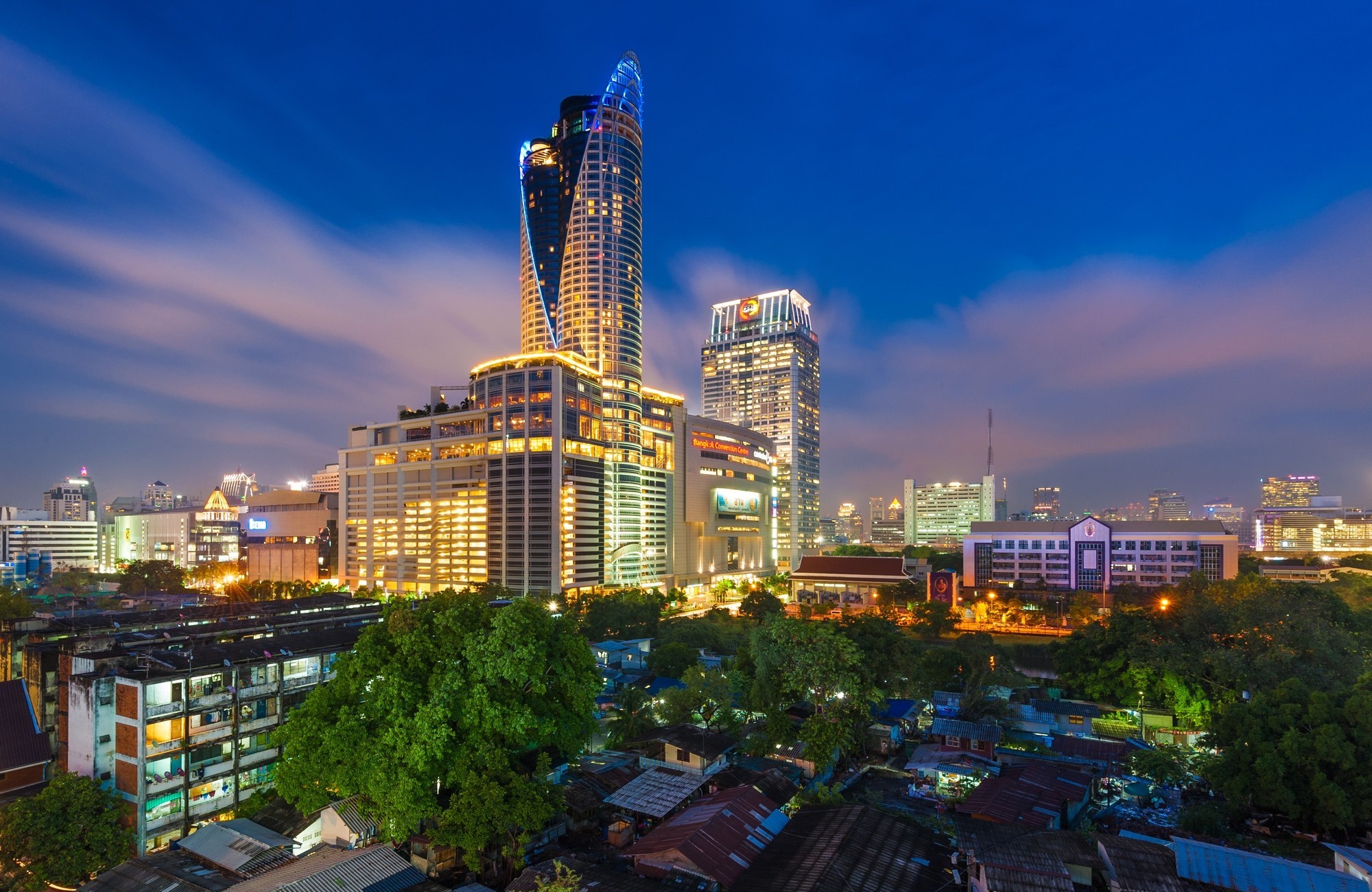 papier peint bangkok,zone métropolitaine,ville,paysage urbain,horizon,zone urbaine