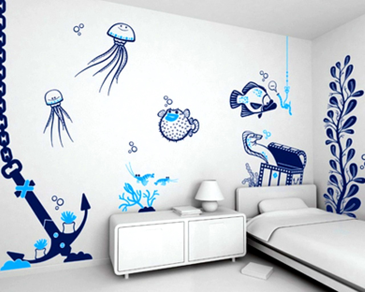 Baby Boy Nursery Wallpaper Uk Wall Stickers Sea Theme WallpaperUse