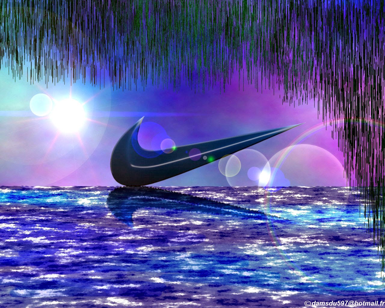 cool nike wallpapers,light,water,reflection,space,moonlight