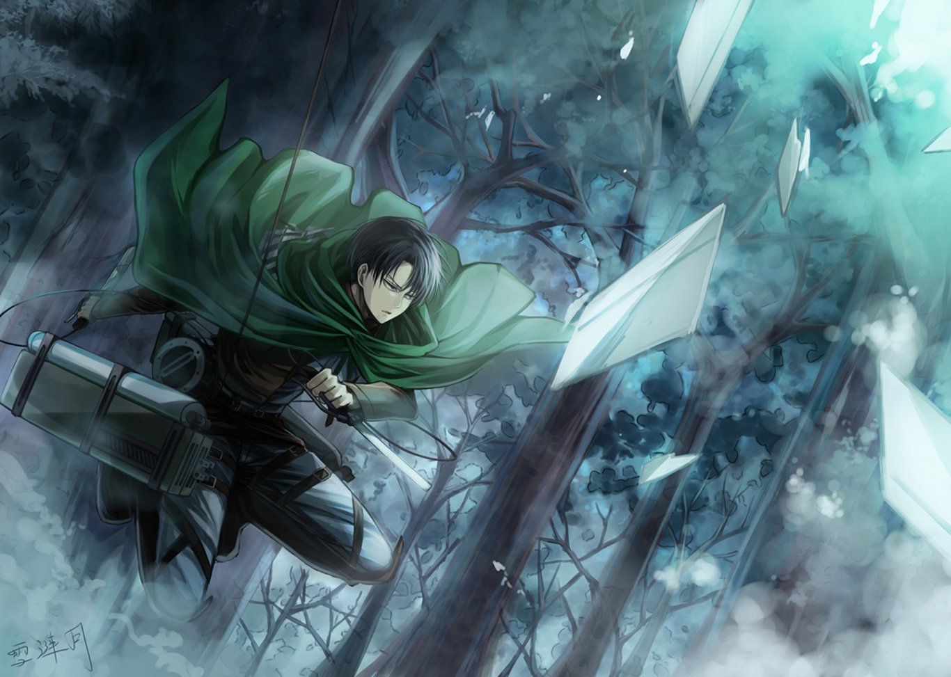 carta da parati levi ackerman,cg artwork,illustrazione,anime,capelli neri,personaggio fittizio