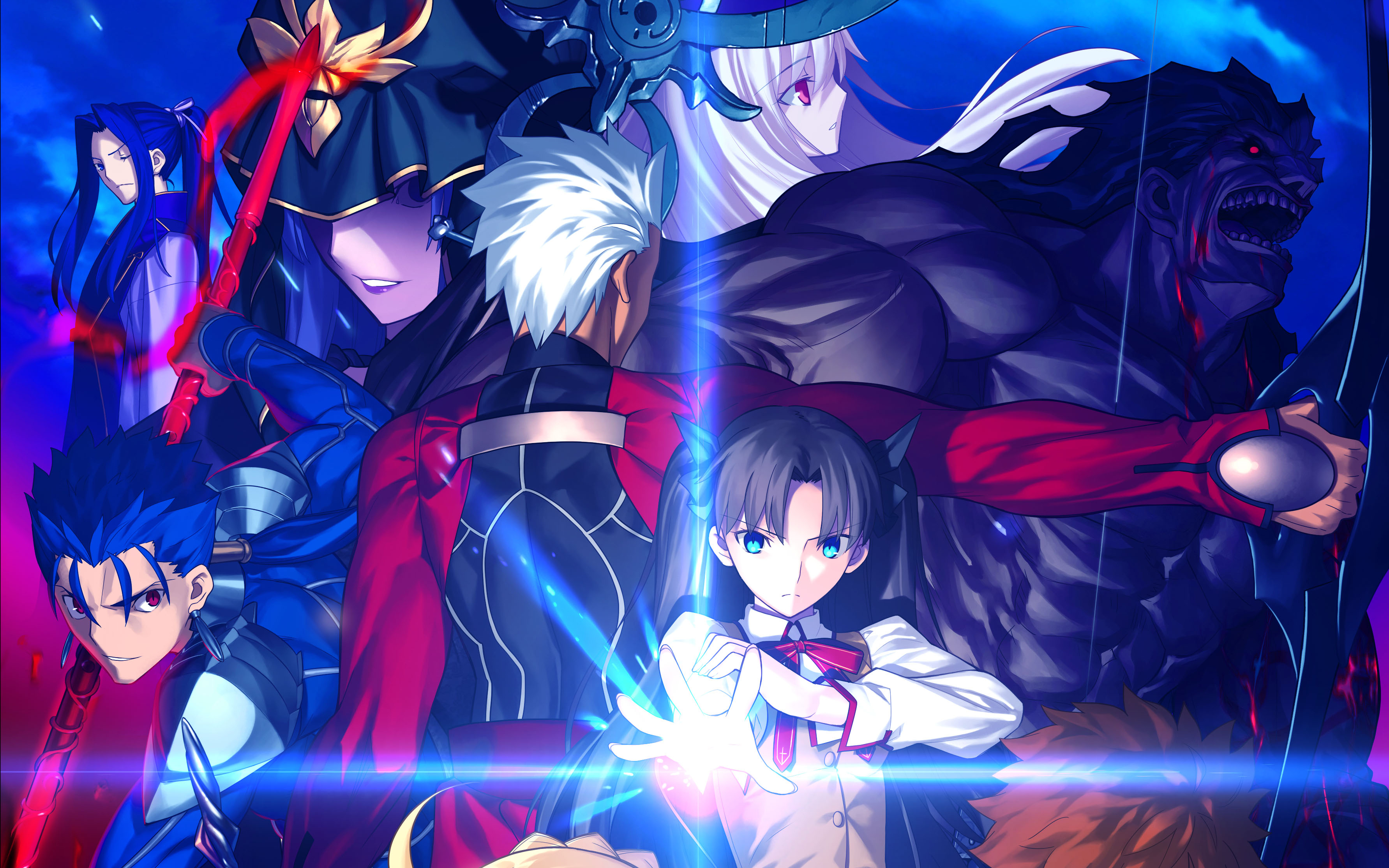 fate stay night wallpaper,anime,cartoon,cg artwork,sky,black hair