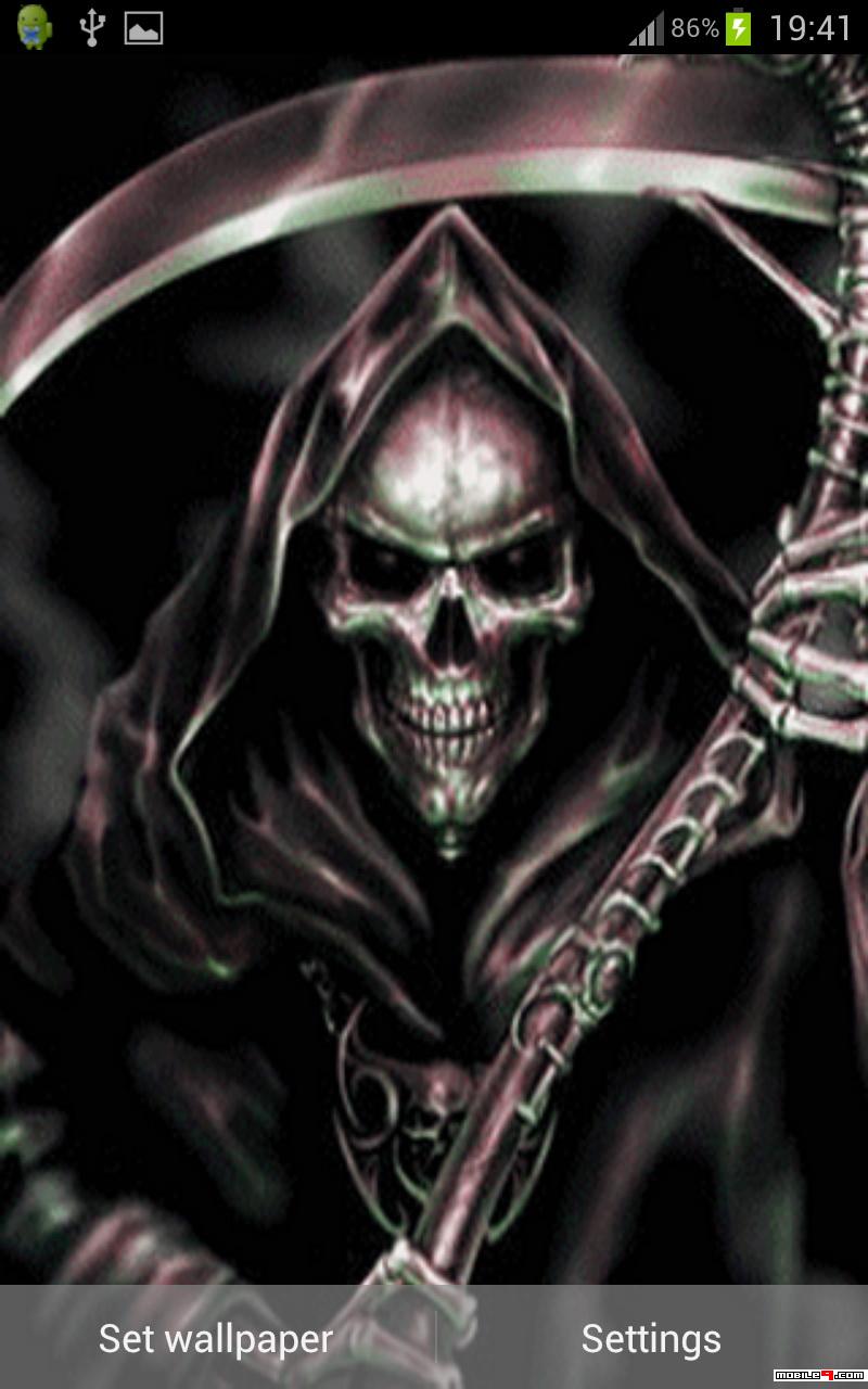 grim reaper live wallpapers,illustration,demon,skull,fictional character,art