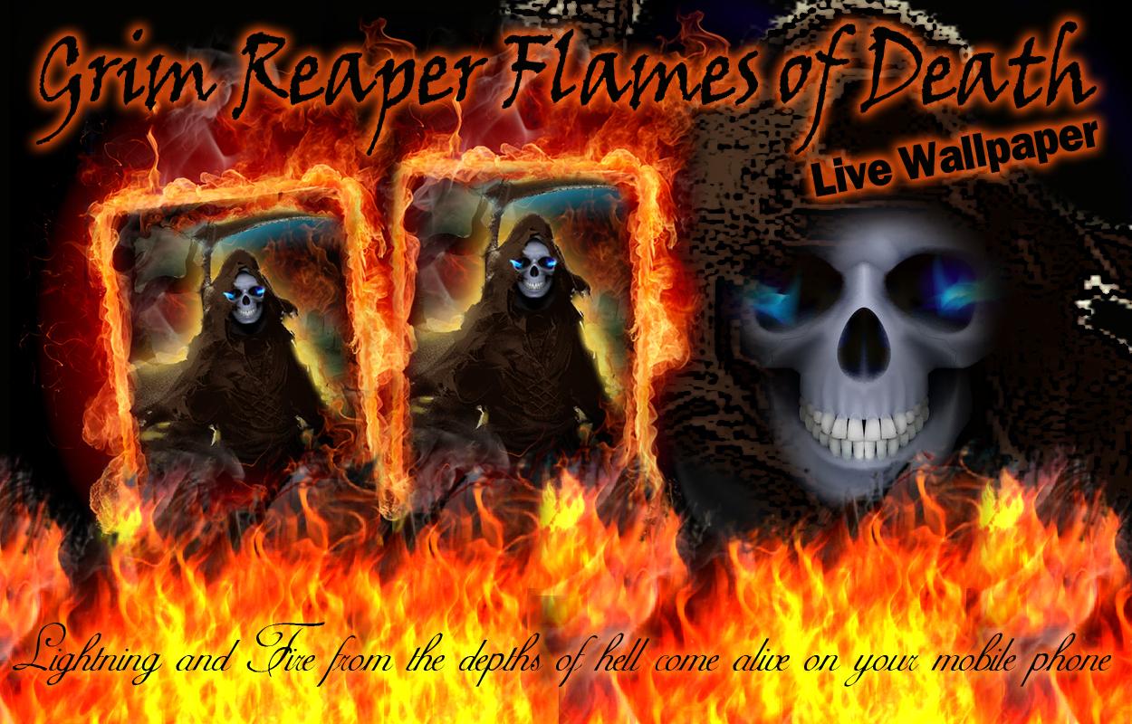 grim reaper live wallpapers,flame,skull,ghost,demon,poster