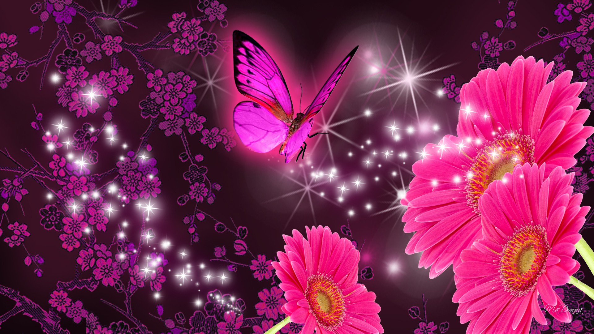 papier peint papillon rose,rose,papillon,fleur,violet,violet
