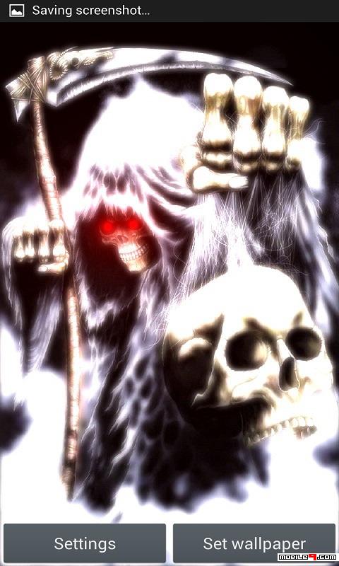 grim reaper live wallpapers,head,jaw,skull,fictional character,t shirt