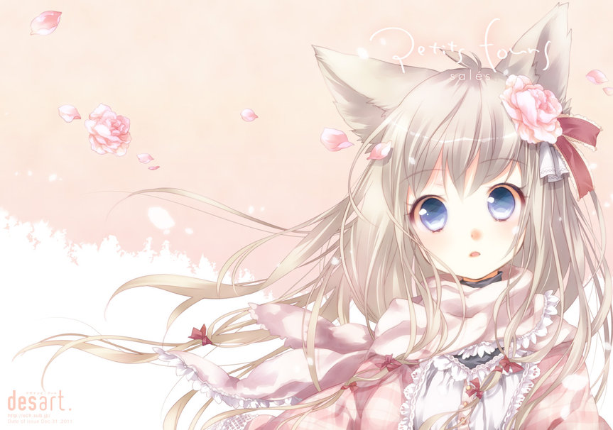 fond d'écran neko,anime,dessin animé,rose,oeuvre de cg,illustration