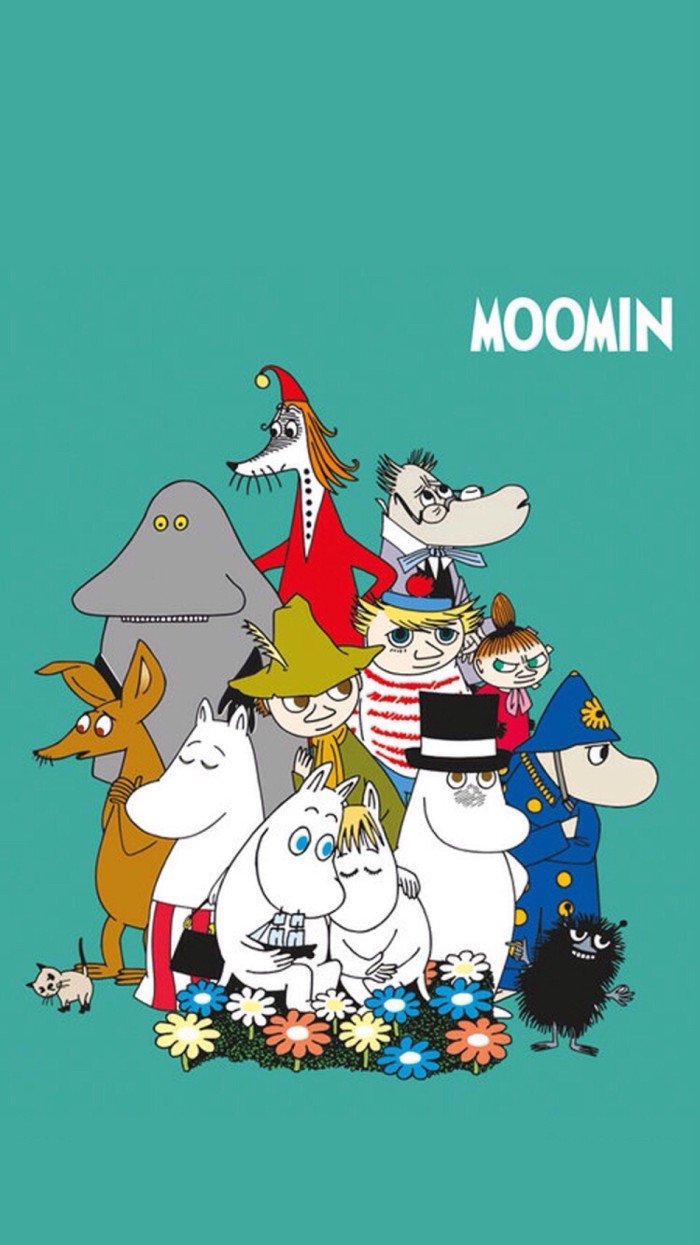 carta da parati moomin,cartone animato,cartone animato,illustrazione,arte,finzione