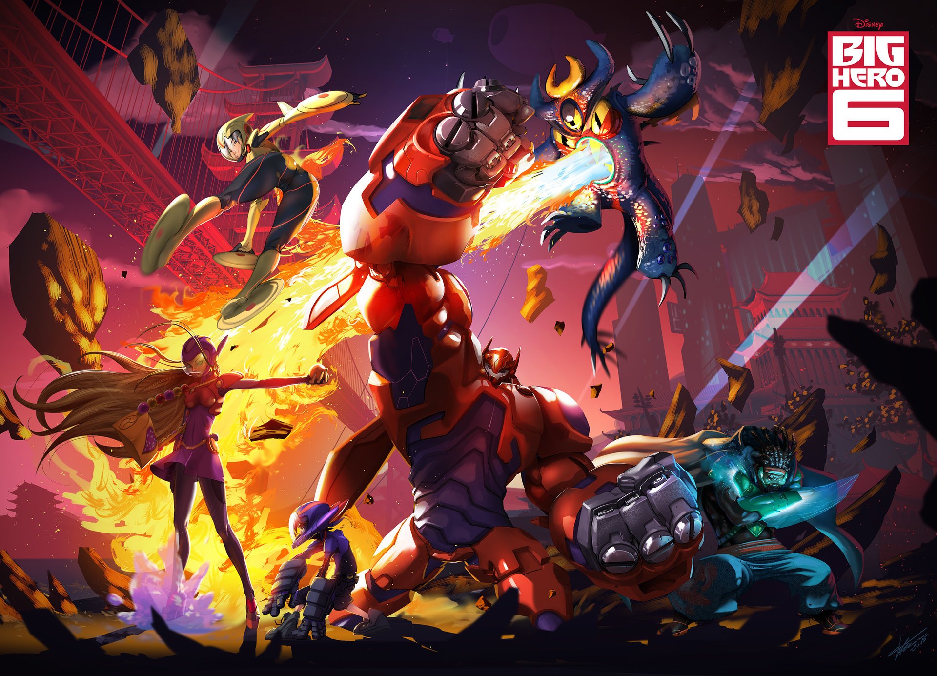 big hero 6 wallpaper,action adventure game,fictional character,cg artwork,demon,fiction