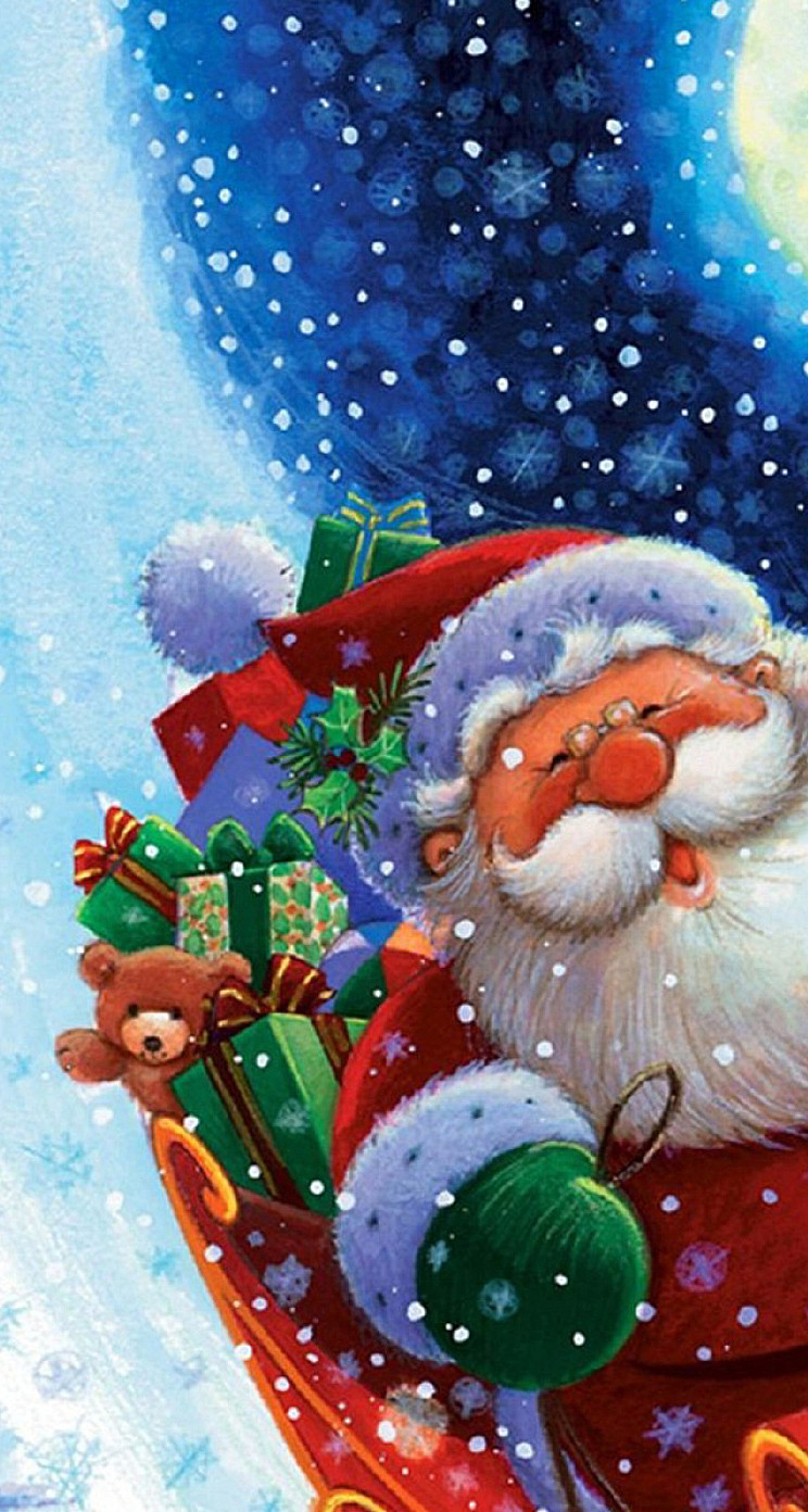 christmas phone wallpaper,santa claus,christmas,christmas eve,fictional character,illustration