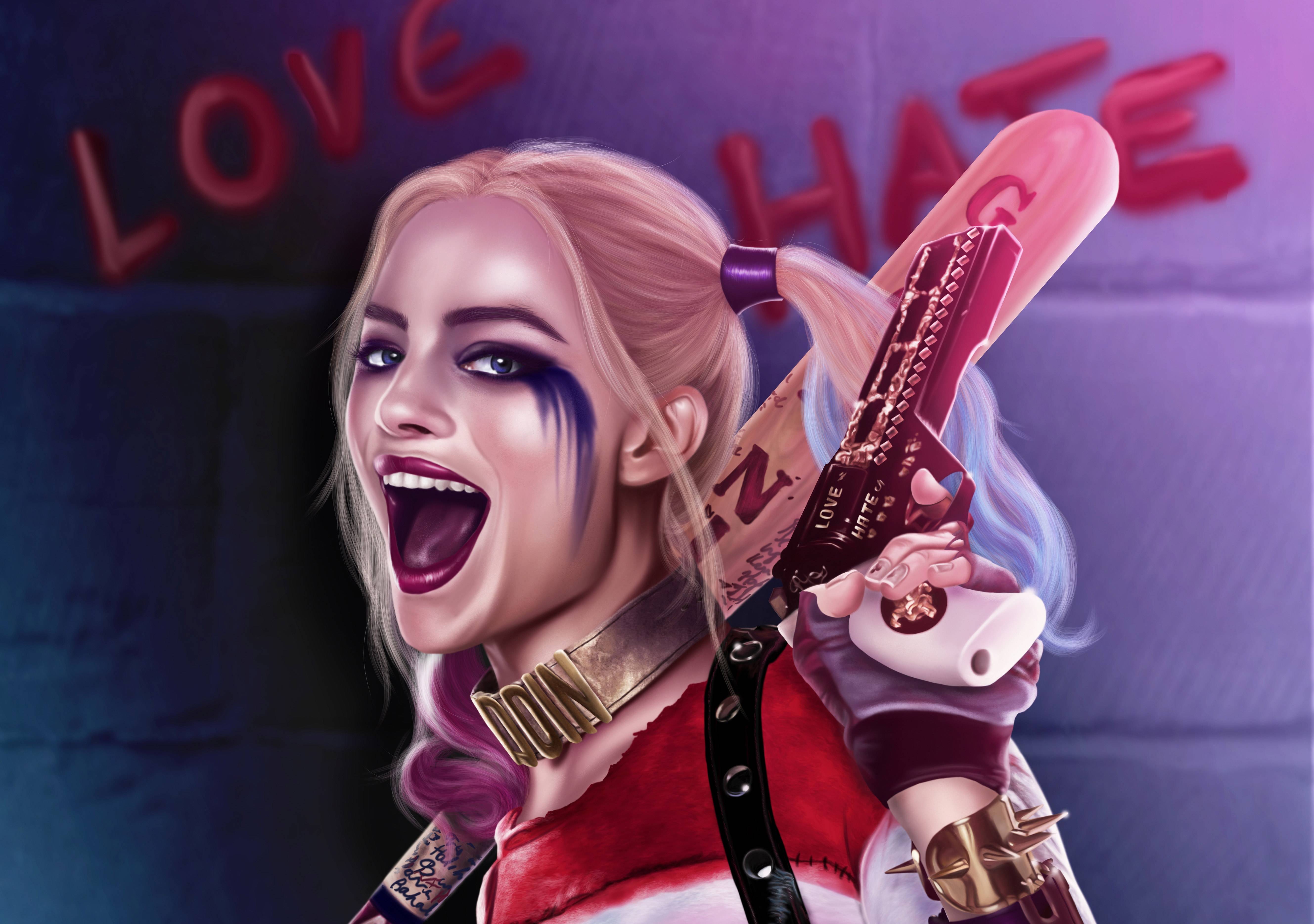 harley quinn wallpaper hd,erfundener charakter,cool,mund,action figur