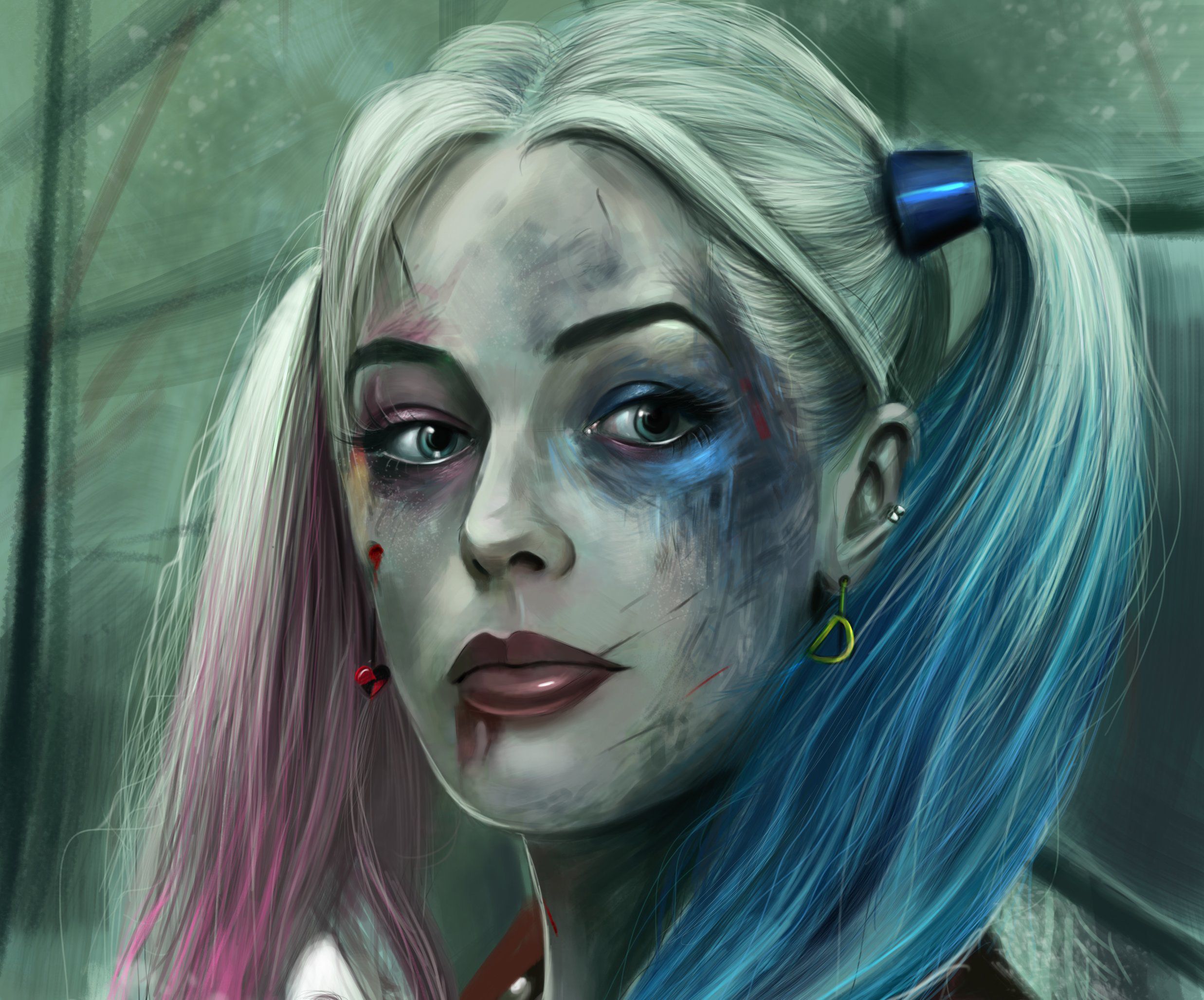 harley quinn wallpaper hd,gesicht,erfundener charakter,cg kunstwerk,illustration,superschurke