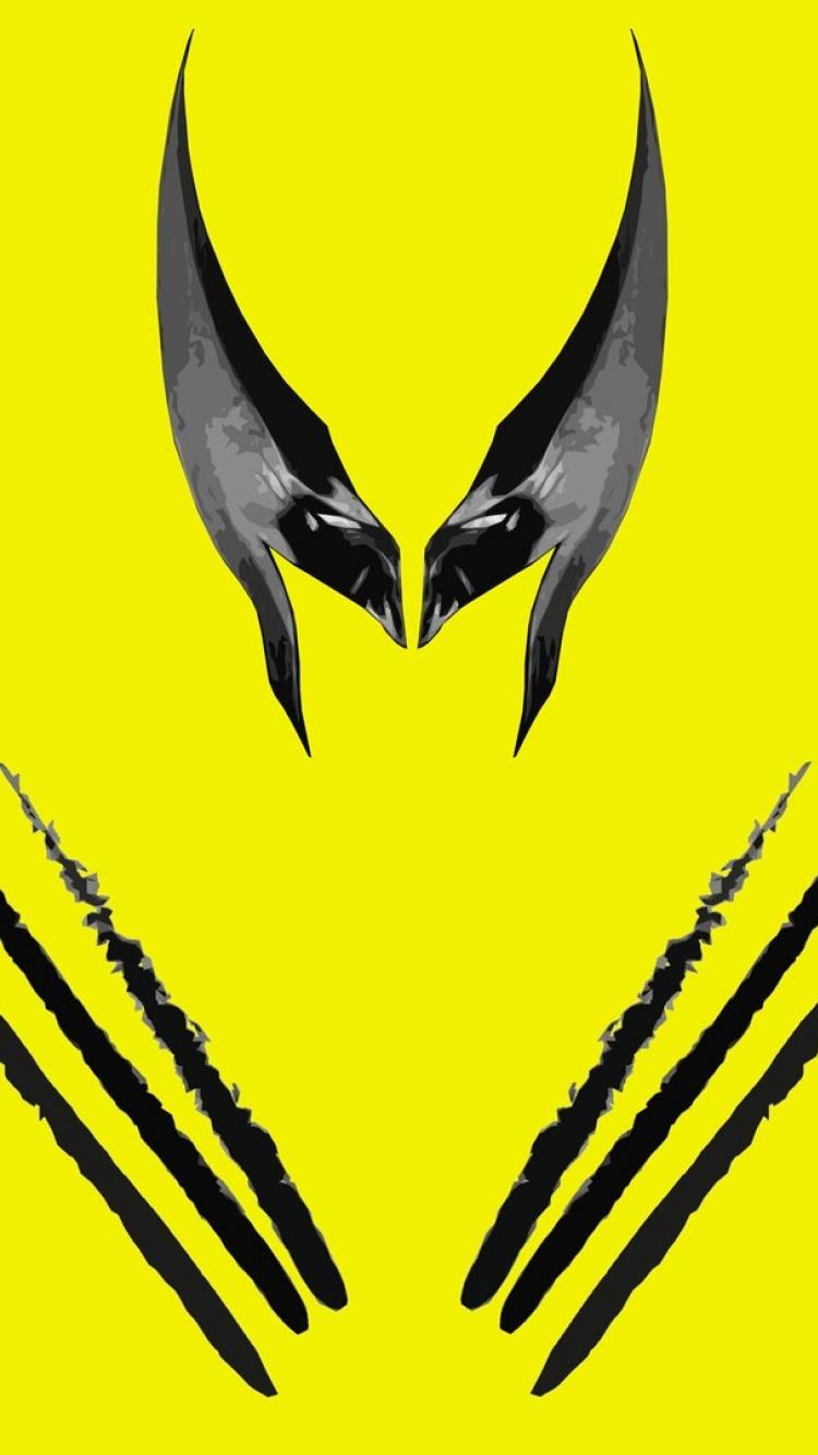 wolverine fondo de pantalla para iphone,amarillo,hombre murciélago,personaje de ficción,símbolo,ilustración