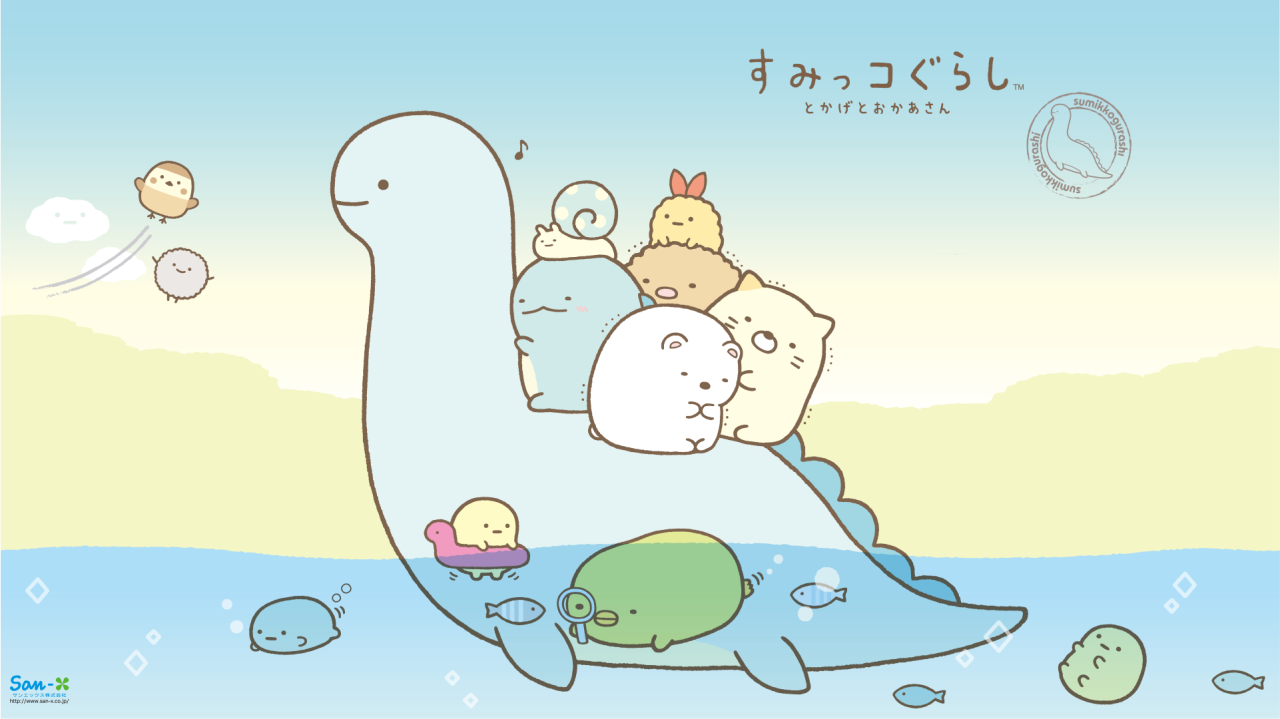 fond d'écran sumikko gurashi,dessin animé,illustration,escargot,mammifère marin,art