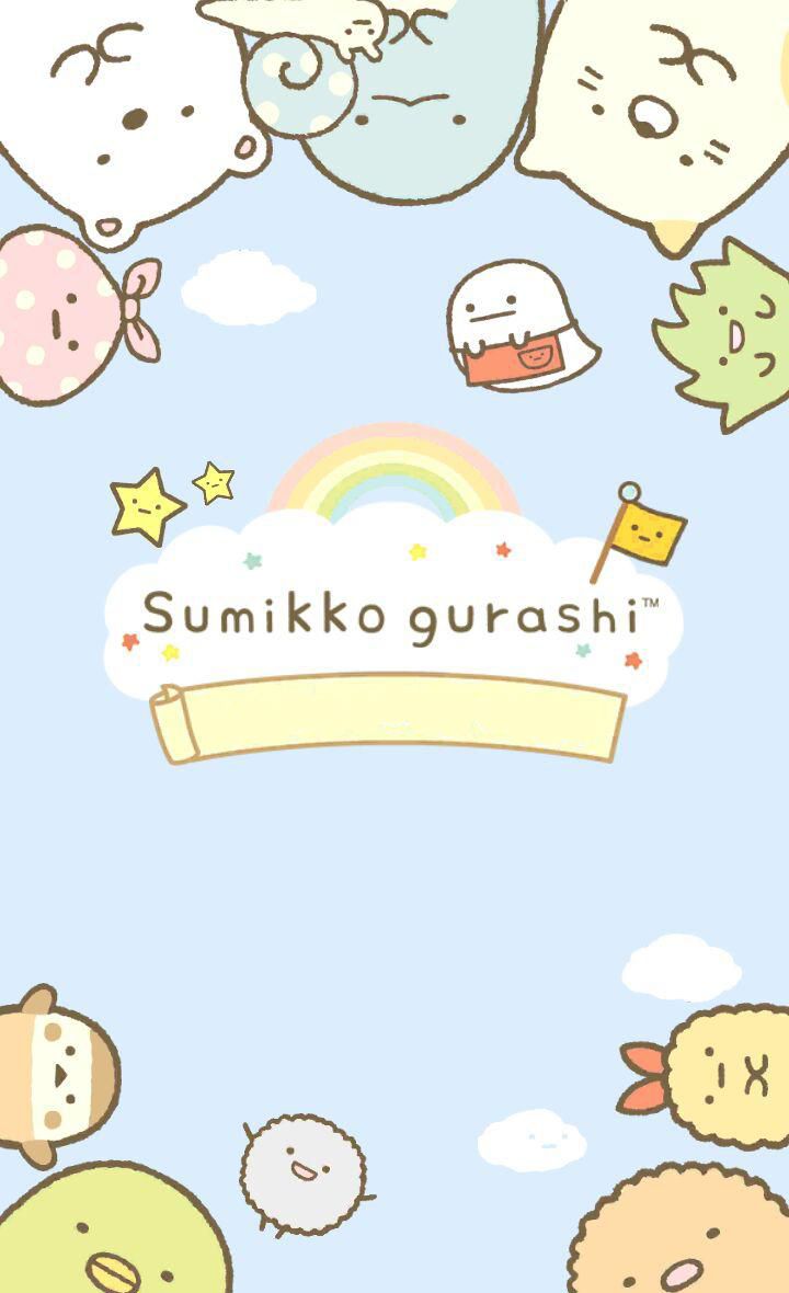 carta da parati di sumikko gurashi,testo,cartone animato,giallo,illustrazione,sorridi