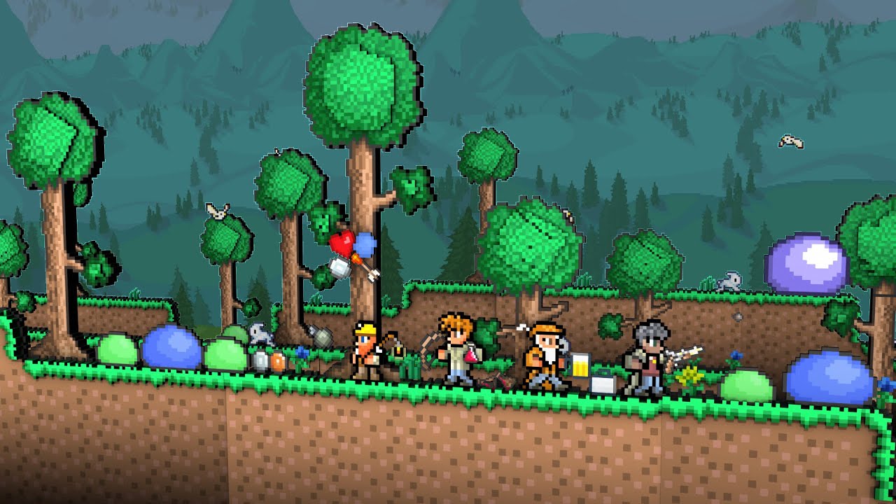 terraria wallpaper,action adventure game,adventure game,pc game,tree,fictional character