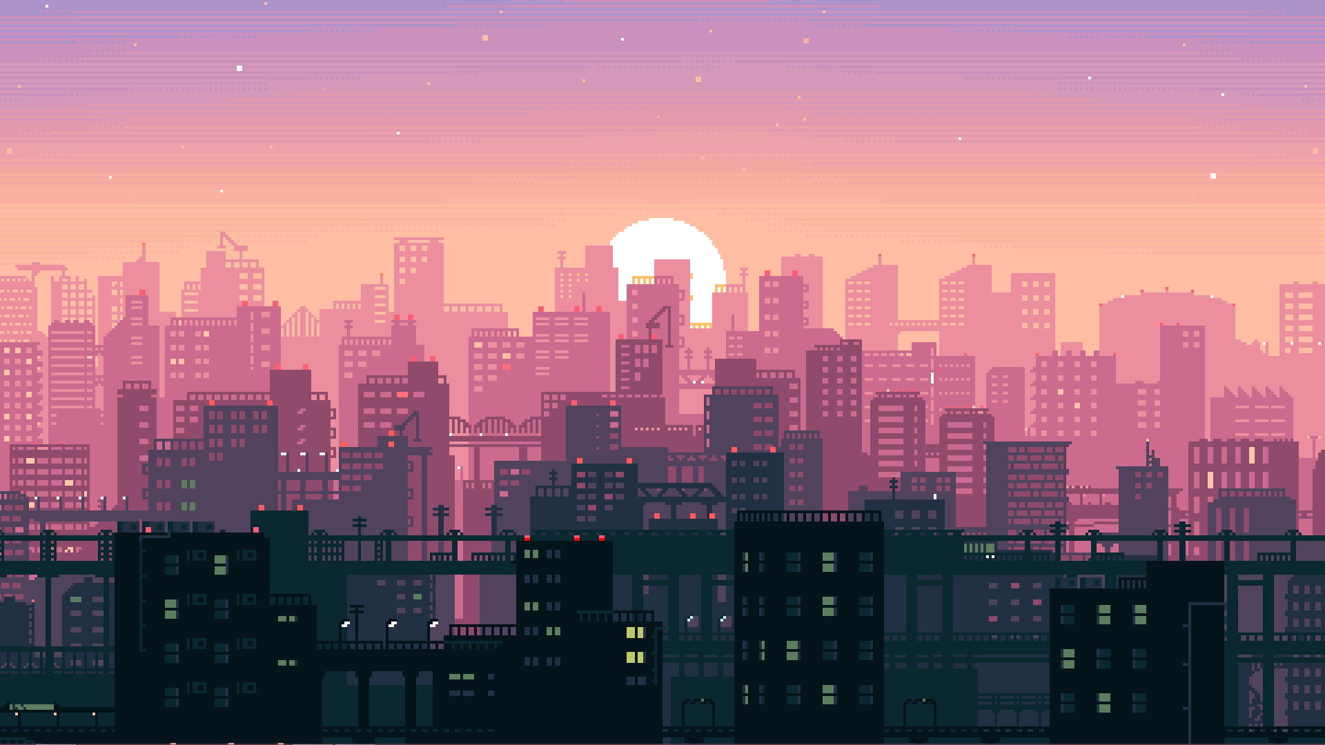 fondo de pantalla de pixel art,paisaje urbano,ciudad,área metropolitana,horizonte,cielo