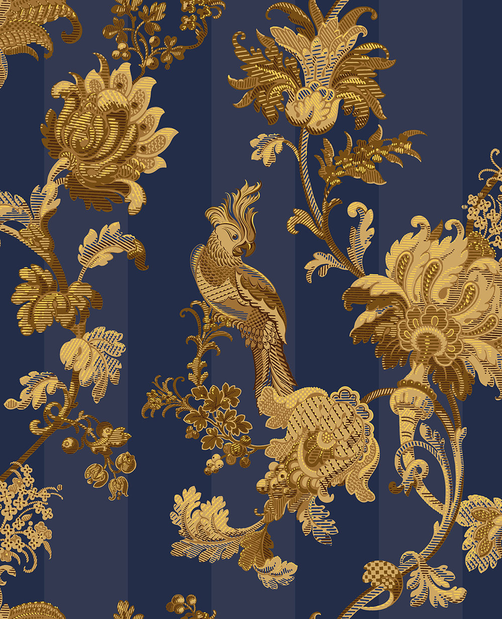 papel pintado azul y dorado,modelo,textil,ornamento,fondo de pantalla,metal