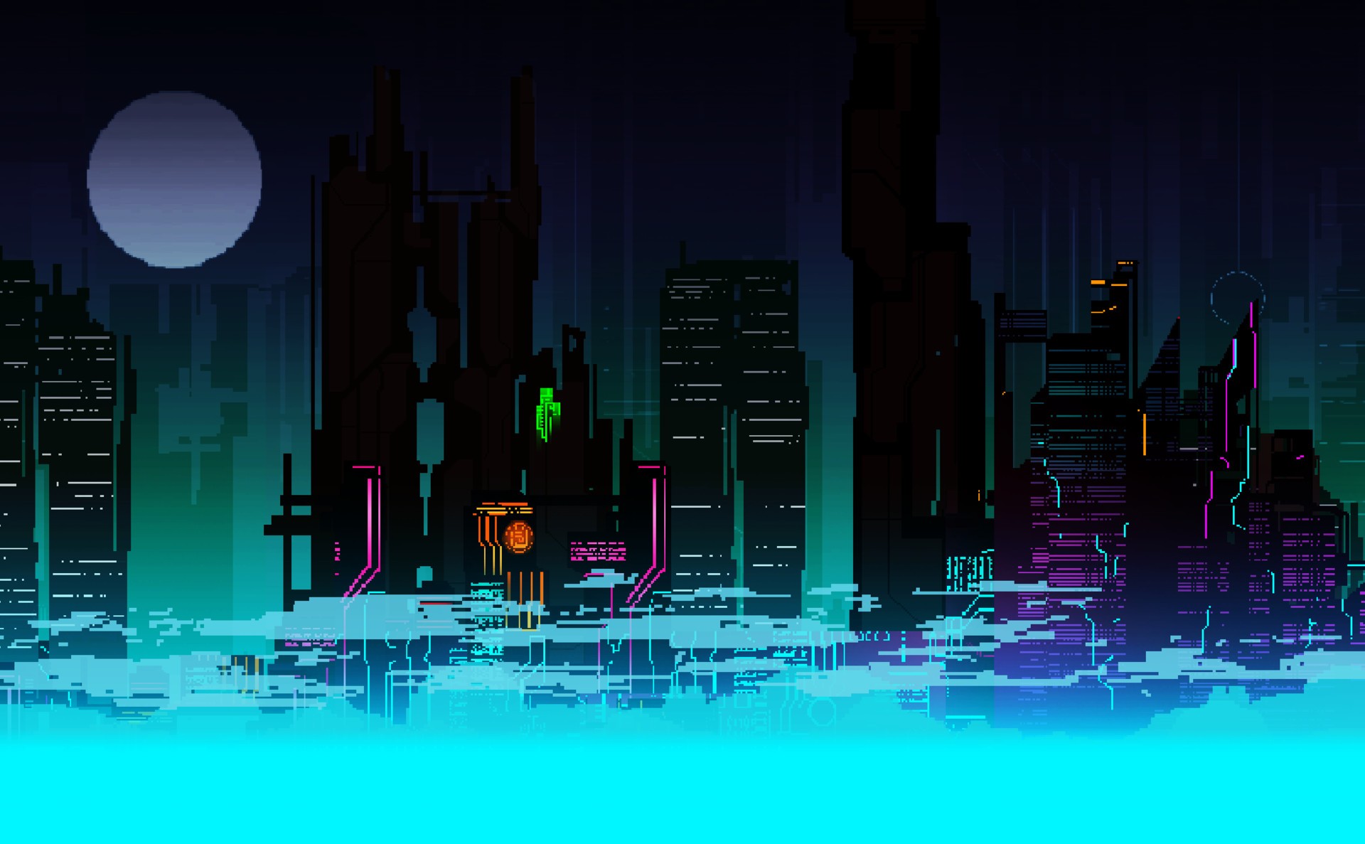 fondo de pantalla de pixel art,azul,ciudad,paisaje urbano,horizonte,diseño