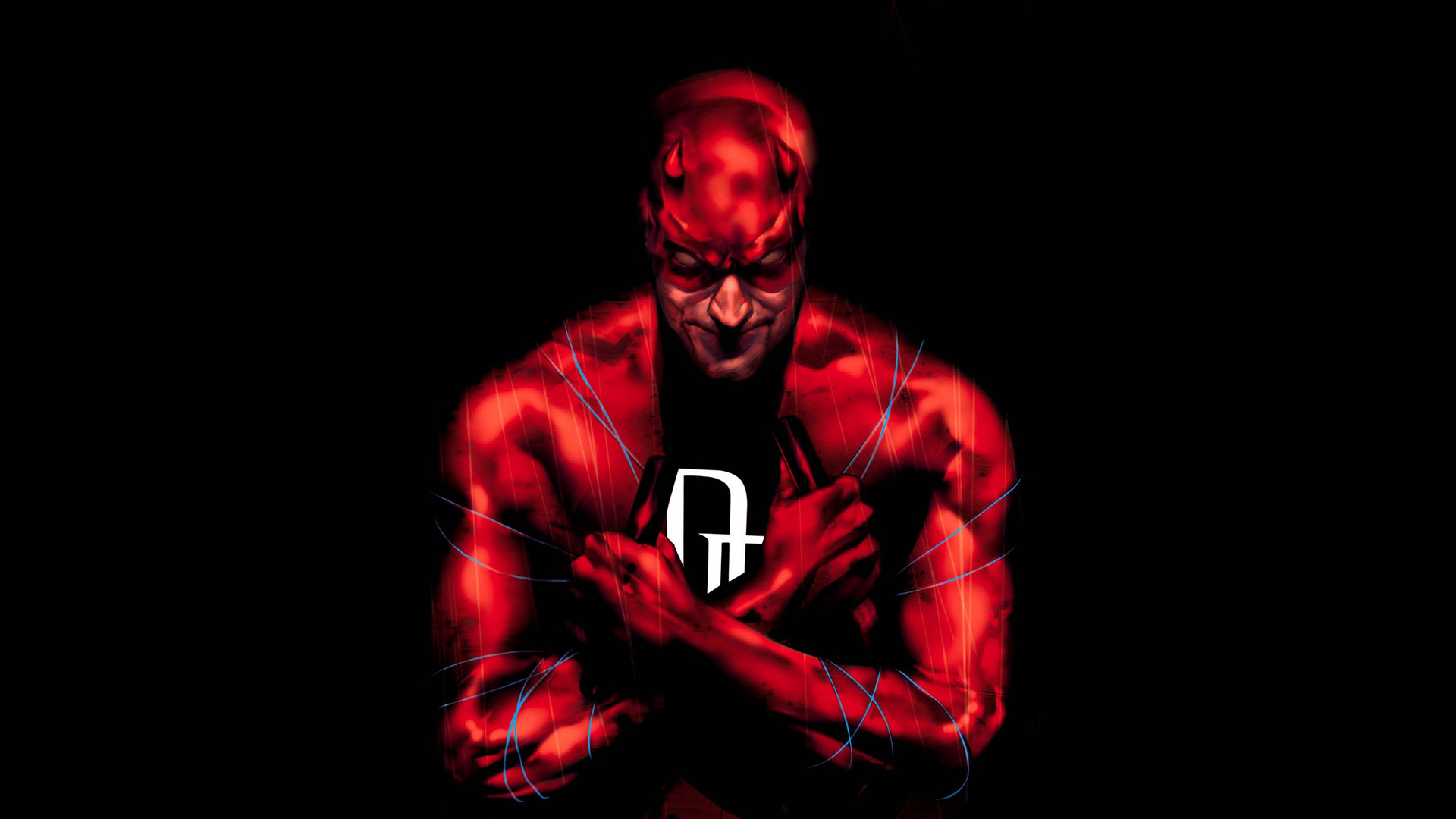daredevil wallpaper,red,muscle,fictional character,bodybuilding,darkness