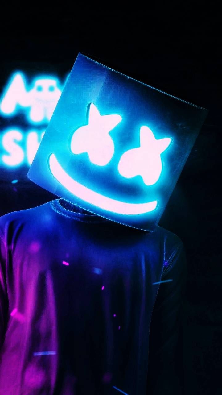 fondo de pantalla marshmello,azul,azul eléctrico,ligero,encendiendo,neón