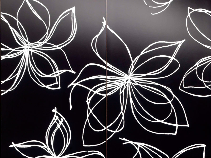 흑백 벽지 디자인,검정,무늬,검정색과 흰색,잎,디자인