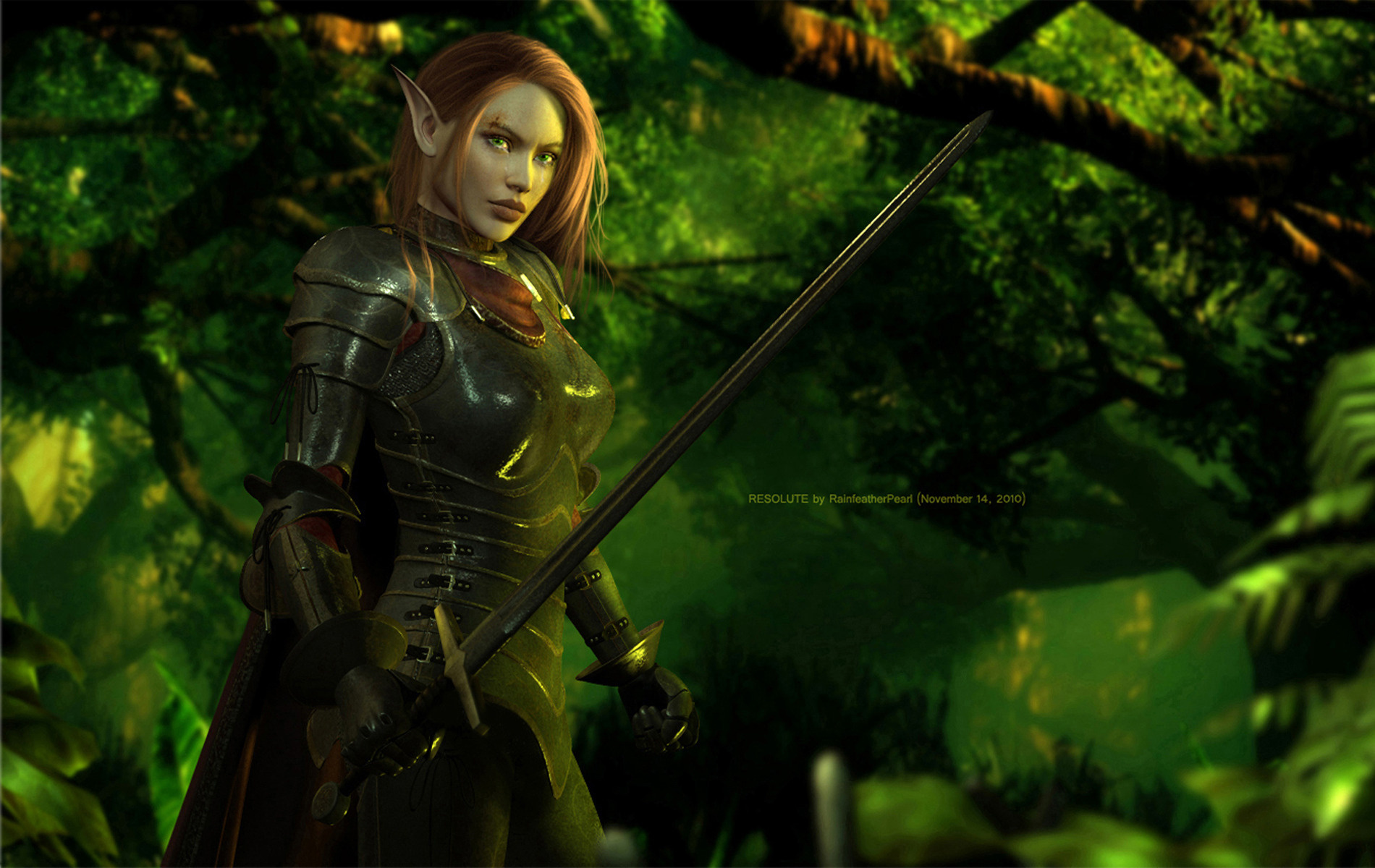 elf wallpaper,green,natural environment,cg artwork,adventure game,fictional character