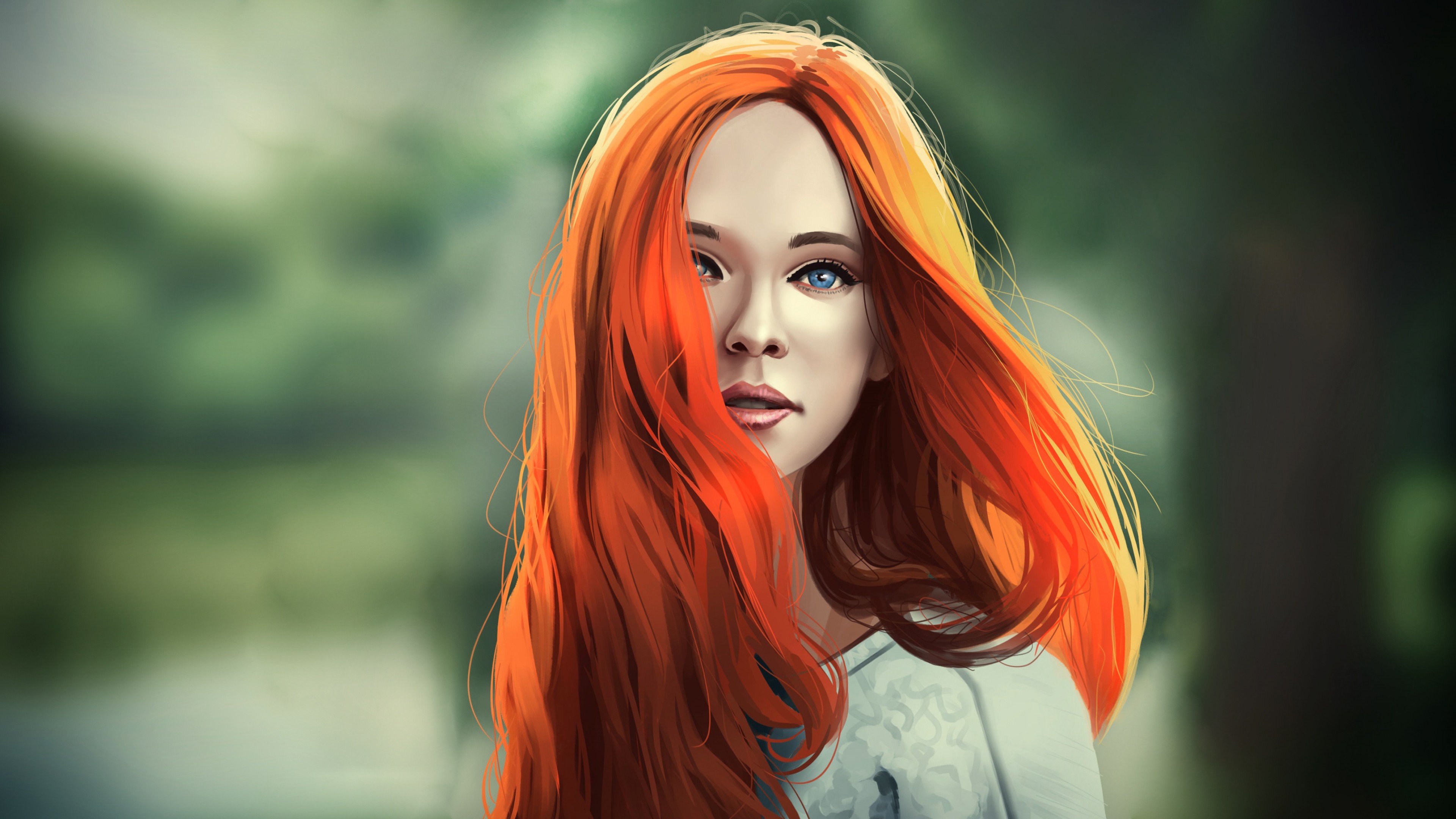 carta da parati ragazza 4k,capelli,viso,rosso,colorazione dei capelli,capelli rossi