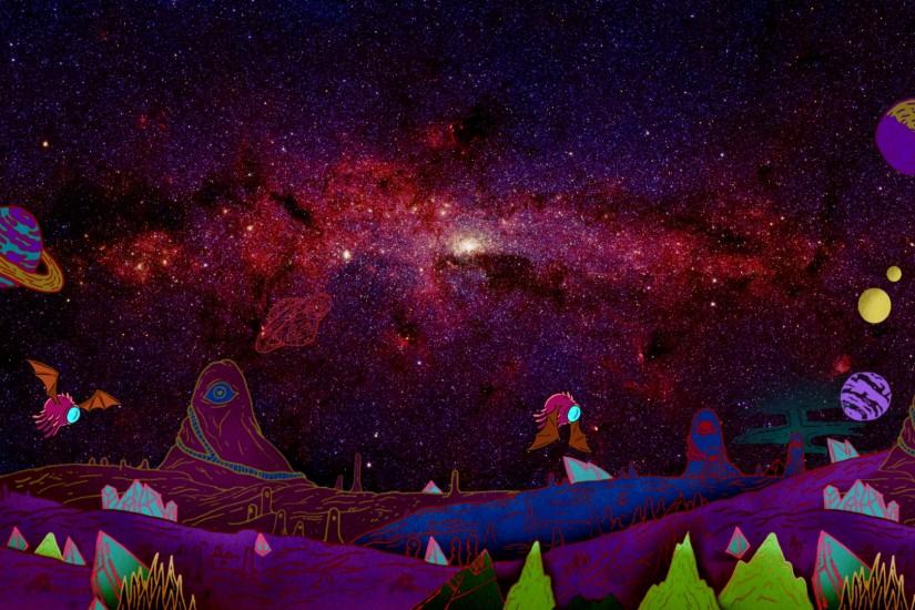 rick and morty wallpaper android,sky,purple,space,night,animation