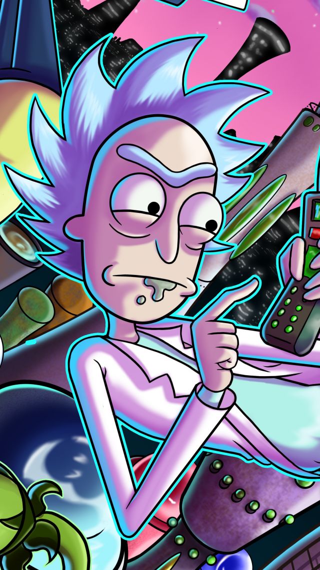 rick and morty wallpaper android,cartoon,fictional character,illustration,graphic design,art