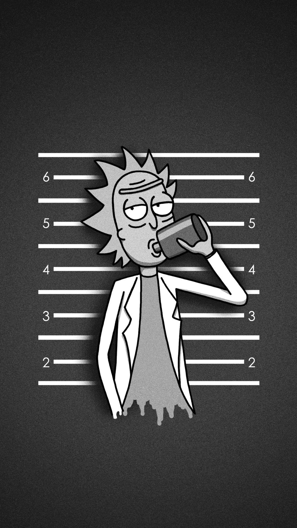 fond d'écran rick,dessin animé,t shirt,illustration,noir et blanc,police de caractère