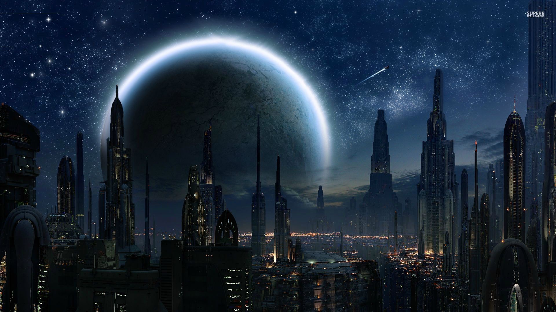 star wars wallpaper 1920x1080,sky,metropolis,cityscape,city,metropolitan area