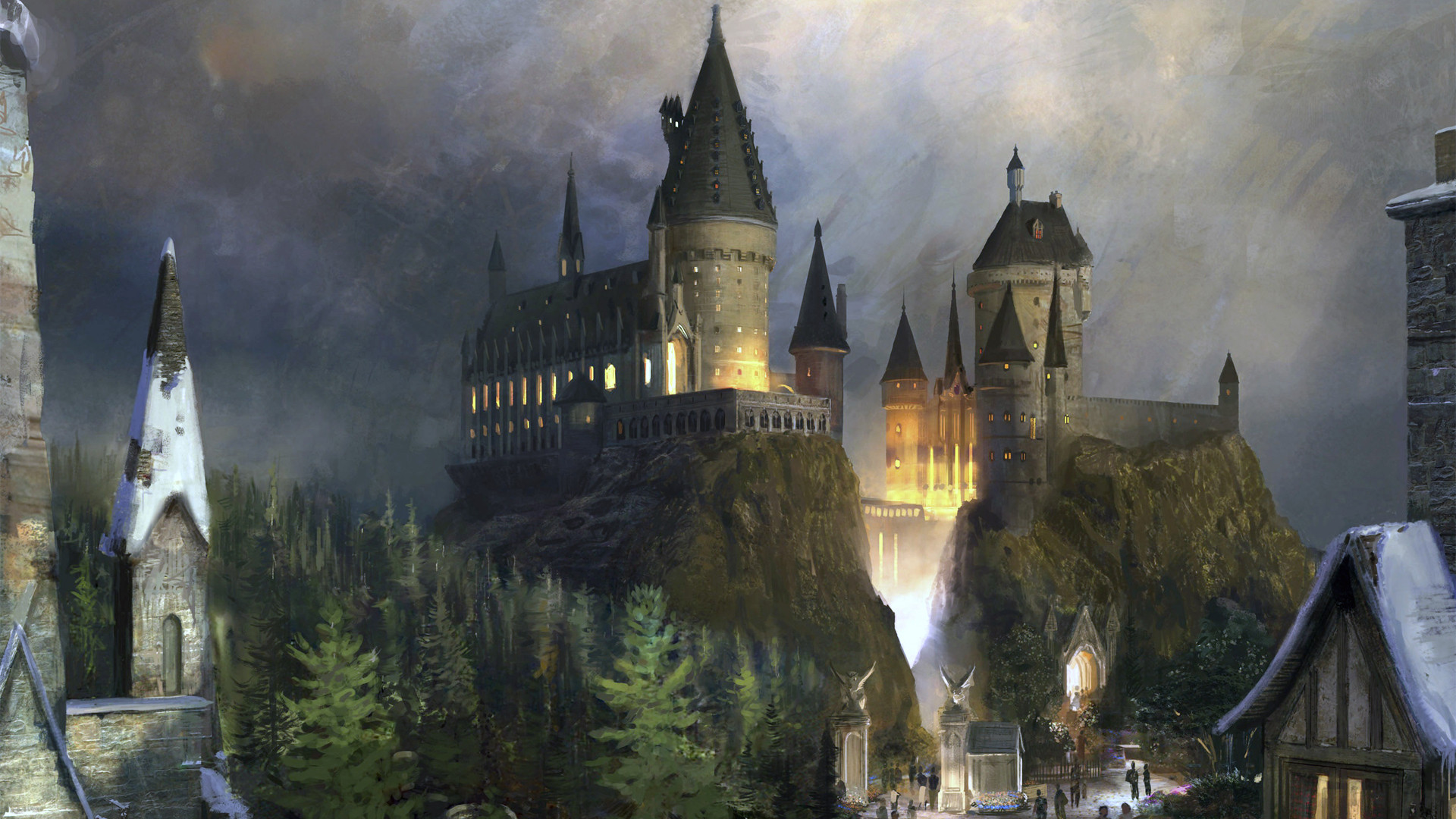 harry potter desktop wallpaper,castle,medieval architecture,architecture,strategy video game,spire