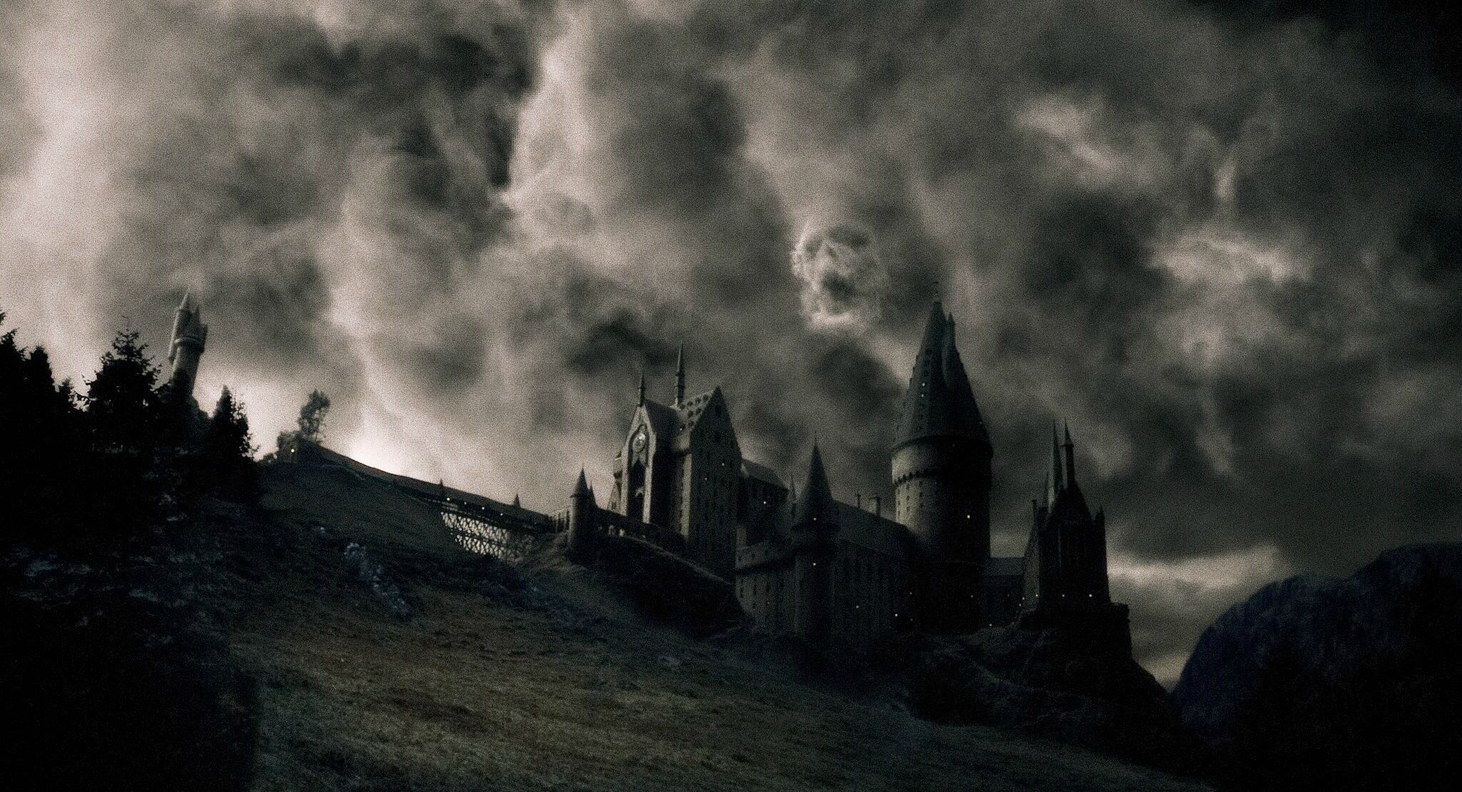 harry potter fond d'écran,ciel,atmosphère,nuage,ténèbres,château