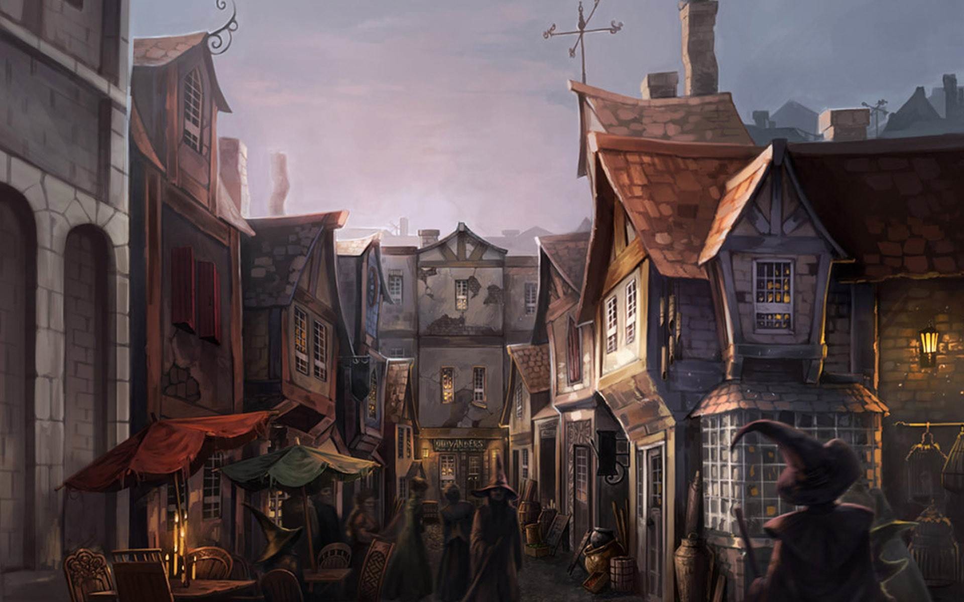 harry potter desktop wallpaper,action adventure game,town,adventure game,painting,strategy video game