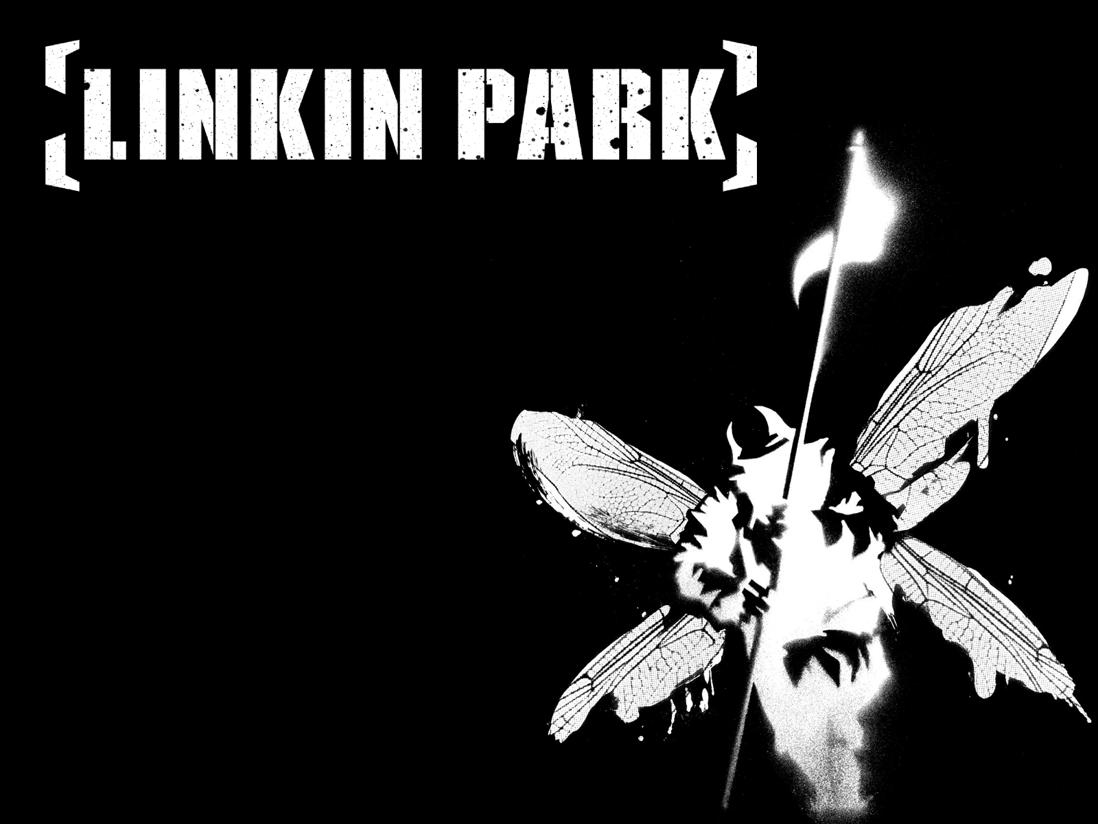 linkin park wallpaper hd,black and white,font,monochrome photography,graphic design,wing