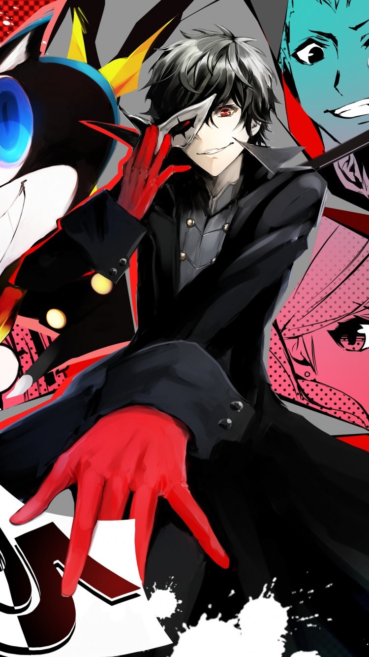 persona 5 iphone wallpaper,cartoon,anime,black hair,cg artwork,fictional character