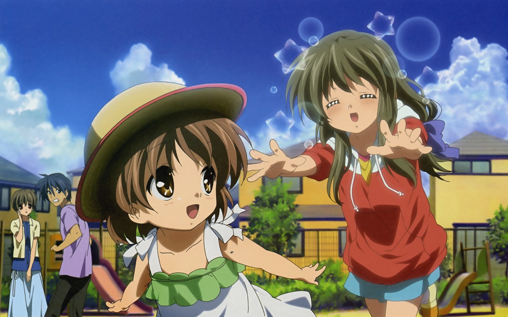 clannad tapete,animierter cartoon,karikatur,anime,animation,himmel