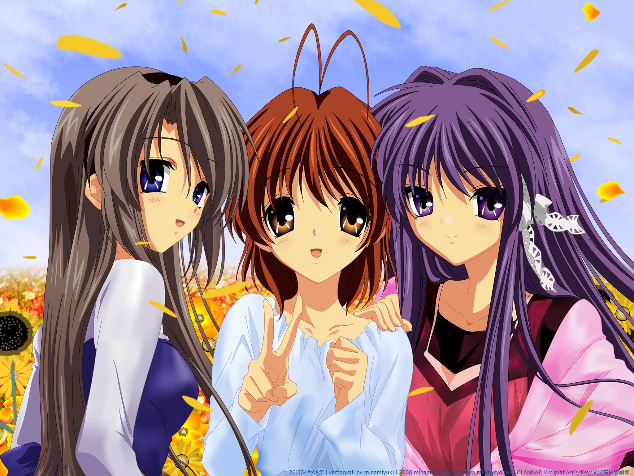 clannad wallpaper,anime,cartoon,cg artwork,brown hair,long hair