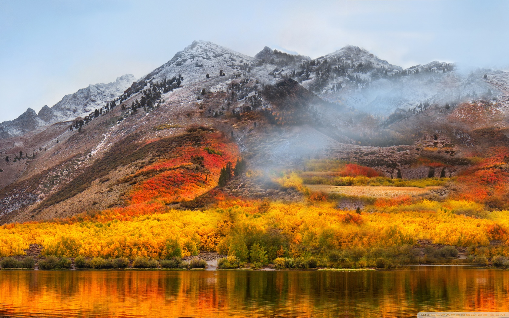 mac osシエラ壁紙,自然の風景,自然,反射,山,空