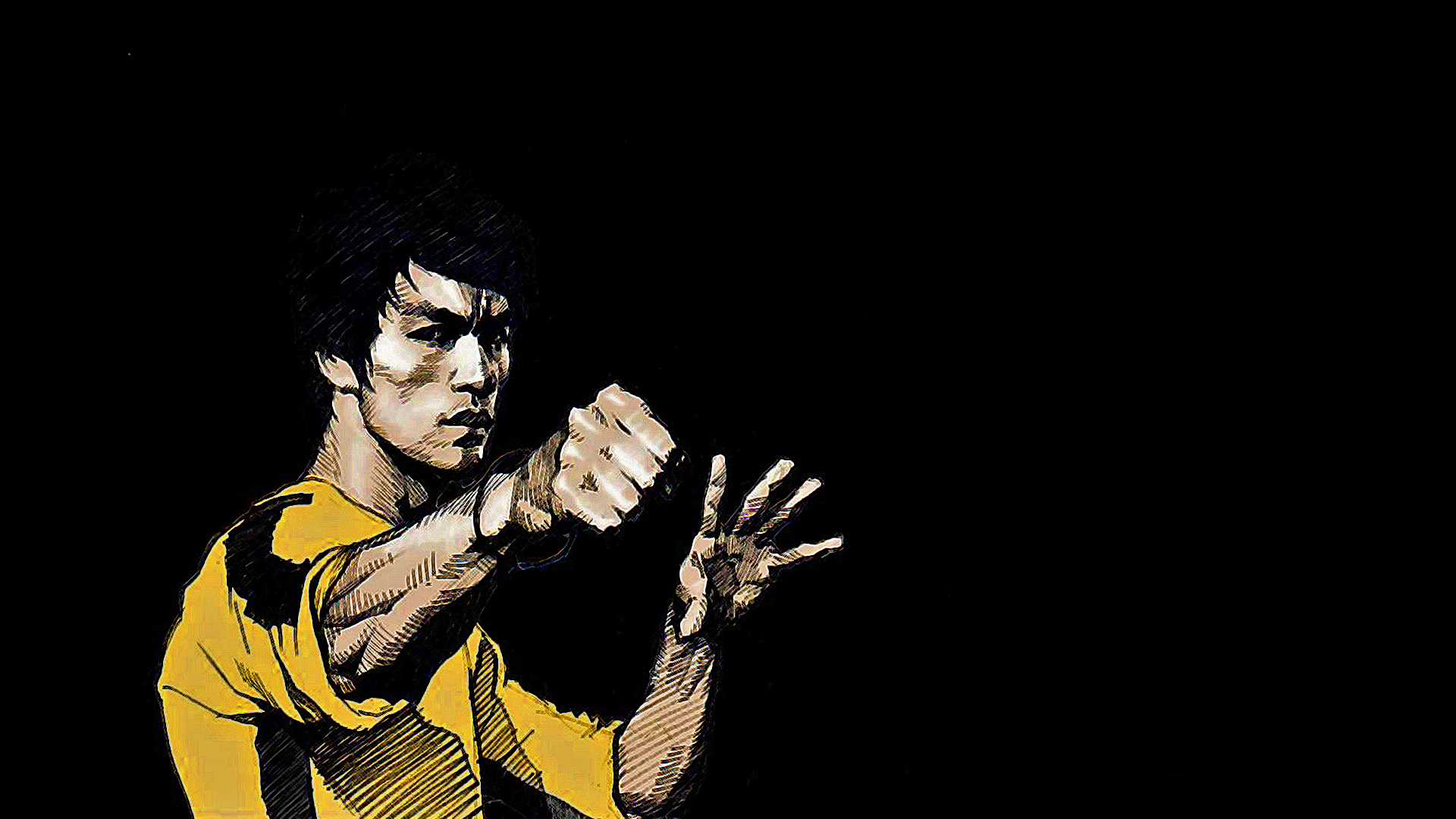 bruce lee hd wallpaper,gelb,hand,musik ,erfundener charakter,illustration