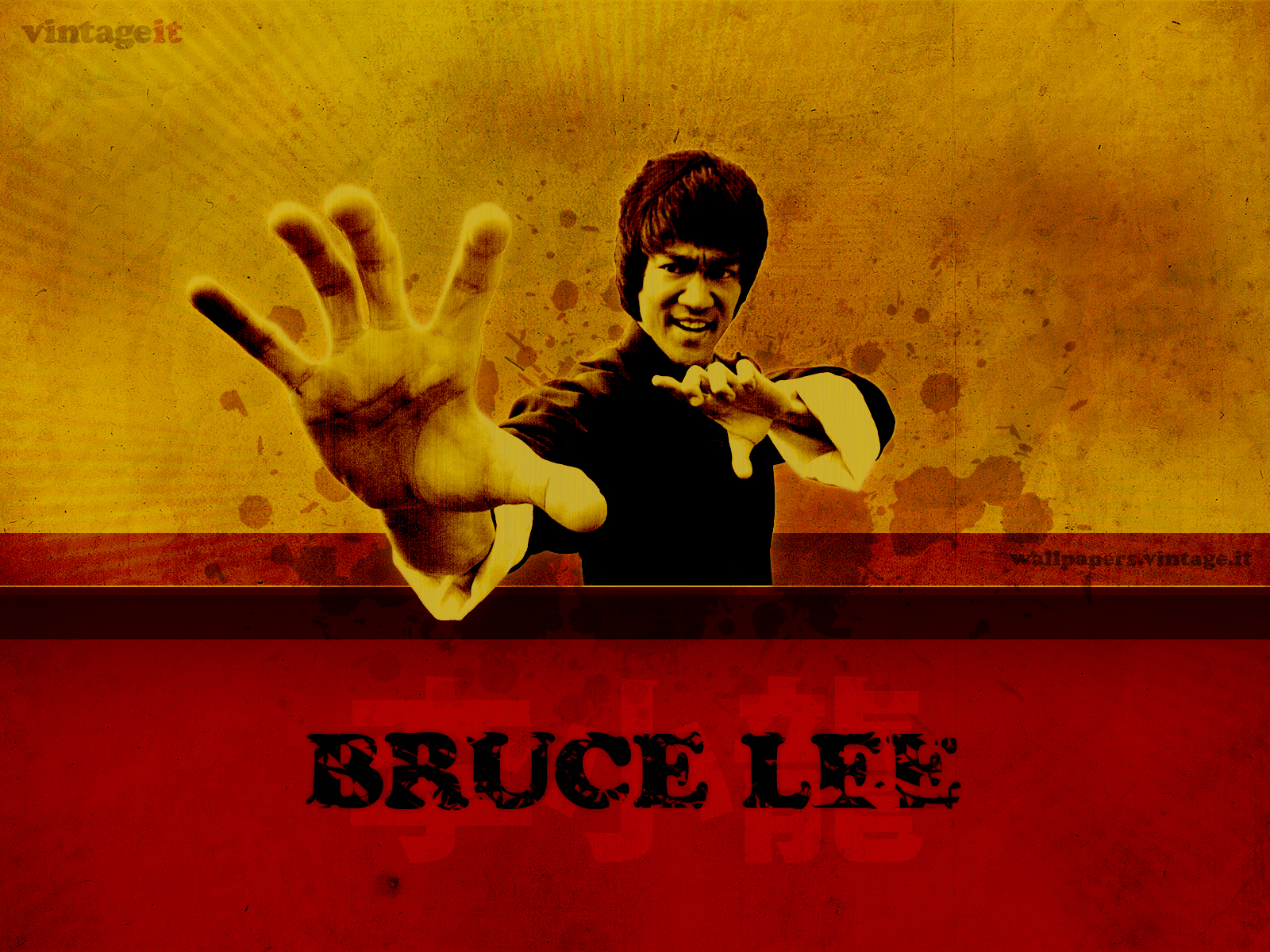 bruce lee fond d'écran hd,rouge,jaune,mur,police de caractère,graphique