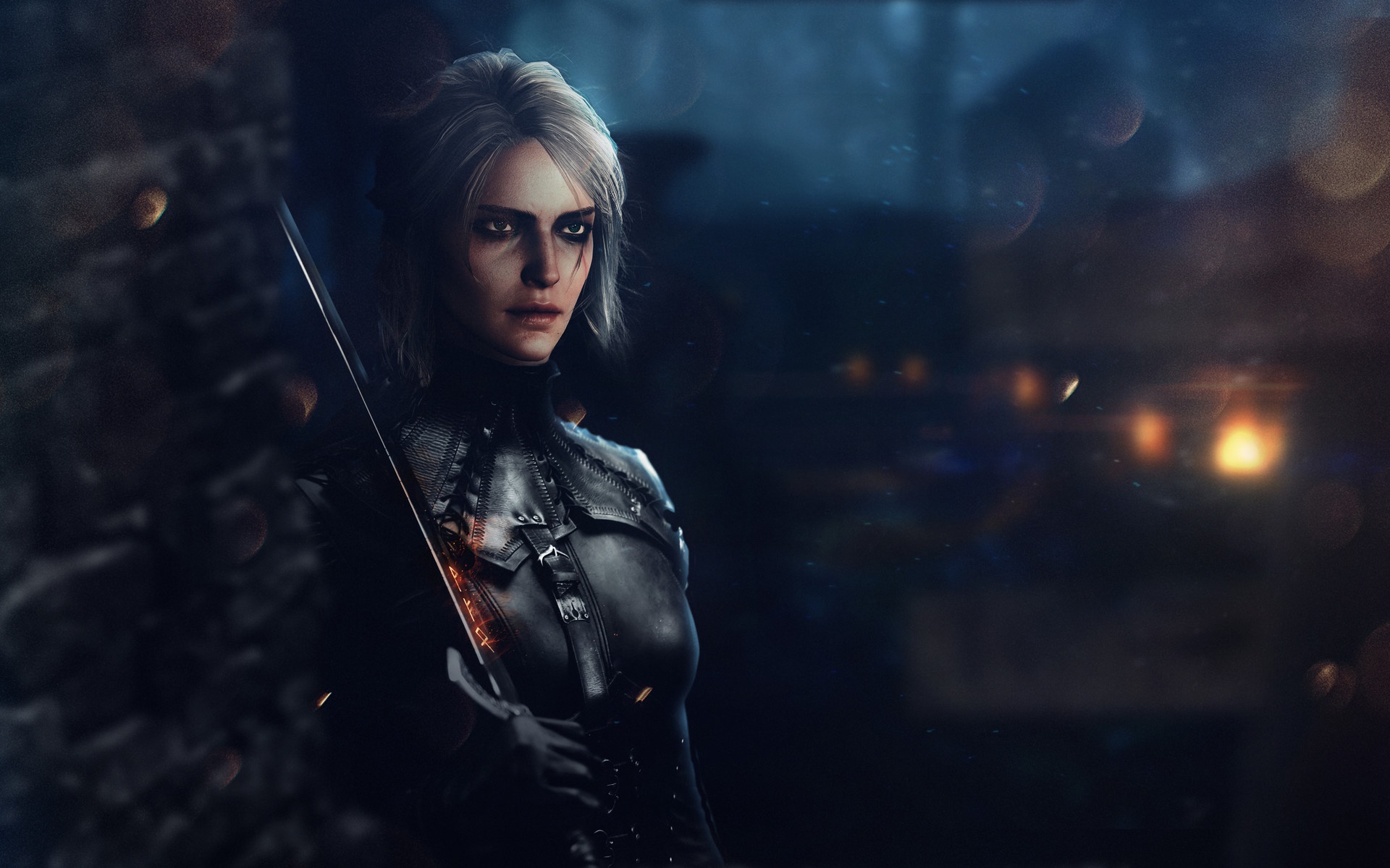 ciri wallpaper,cg artwork,darkness,digital compositing,fictional character,photography