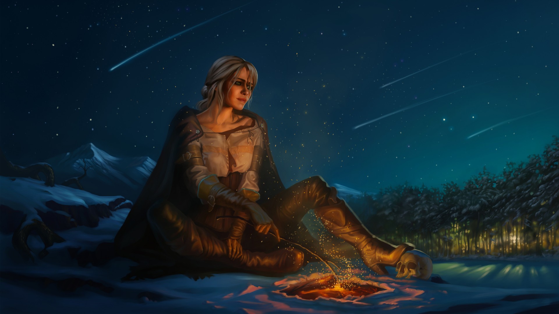 papel pintado ciri,cg artwork,cielo,ilustración,noche,estrella