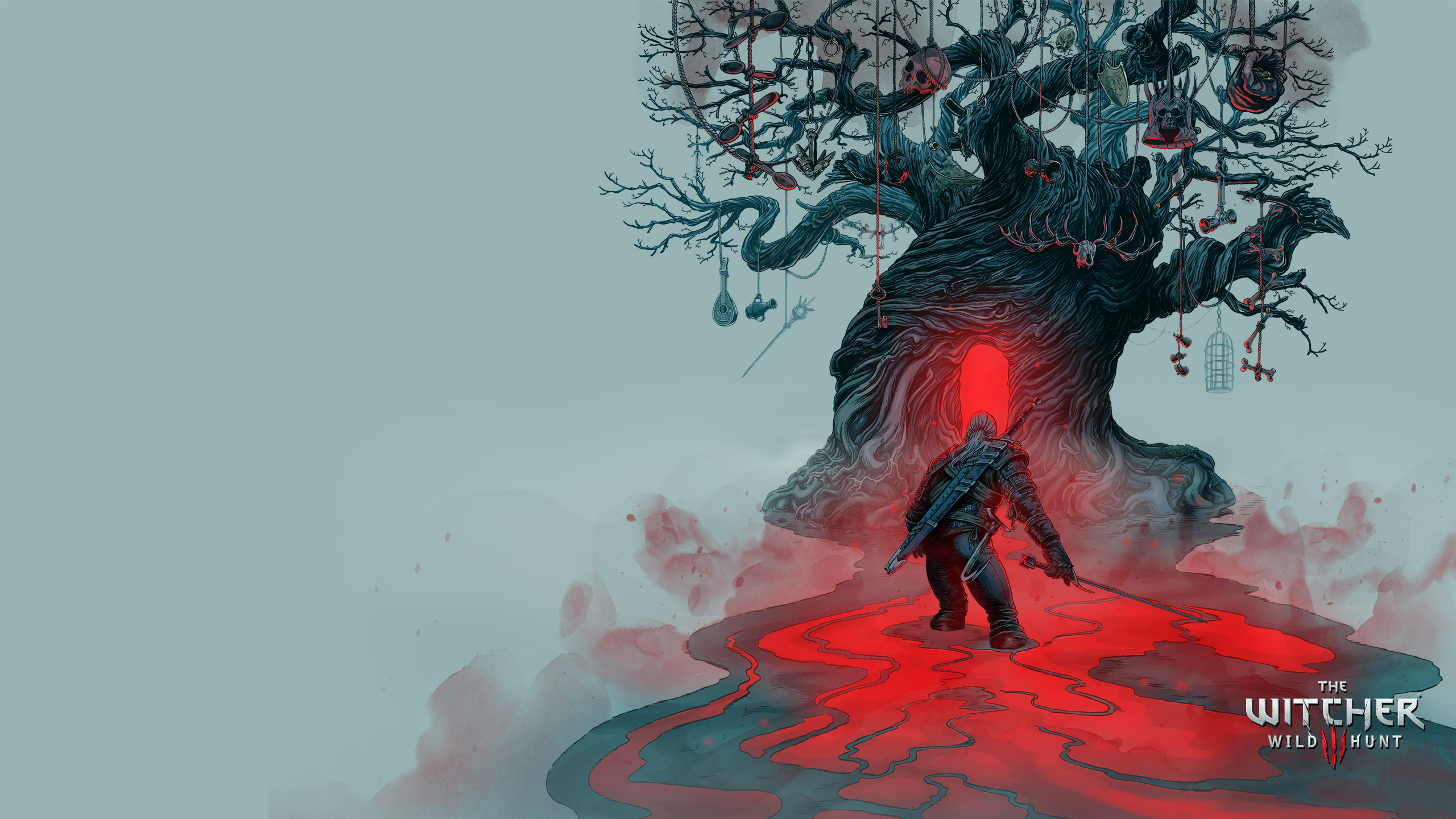 carta da parati di witcher,rosso,cg artwork,personaggio fittizio,illustrazione,albero