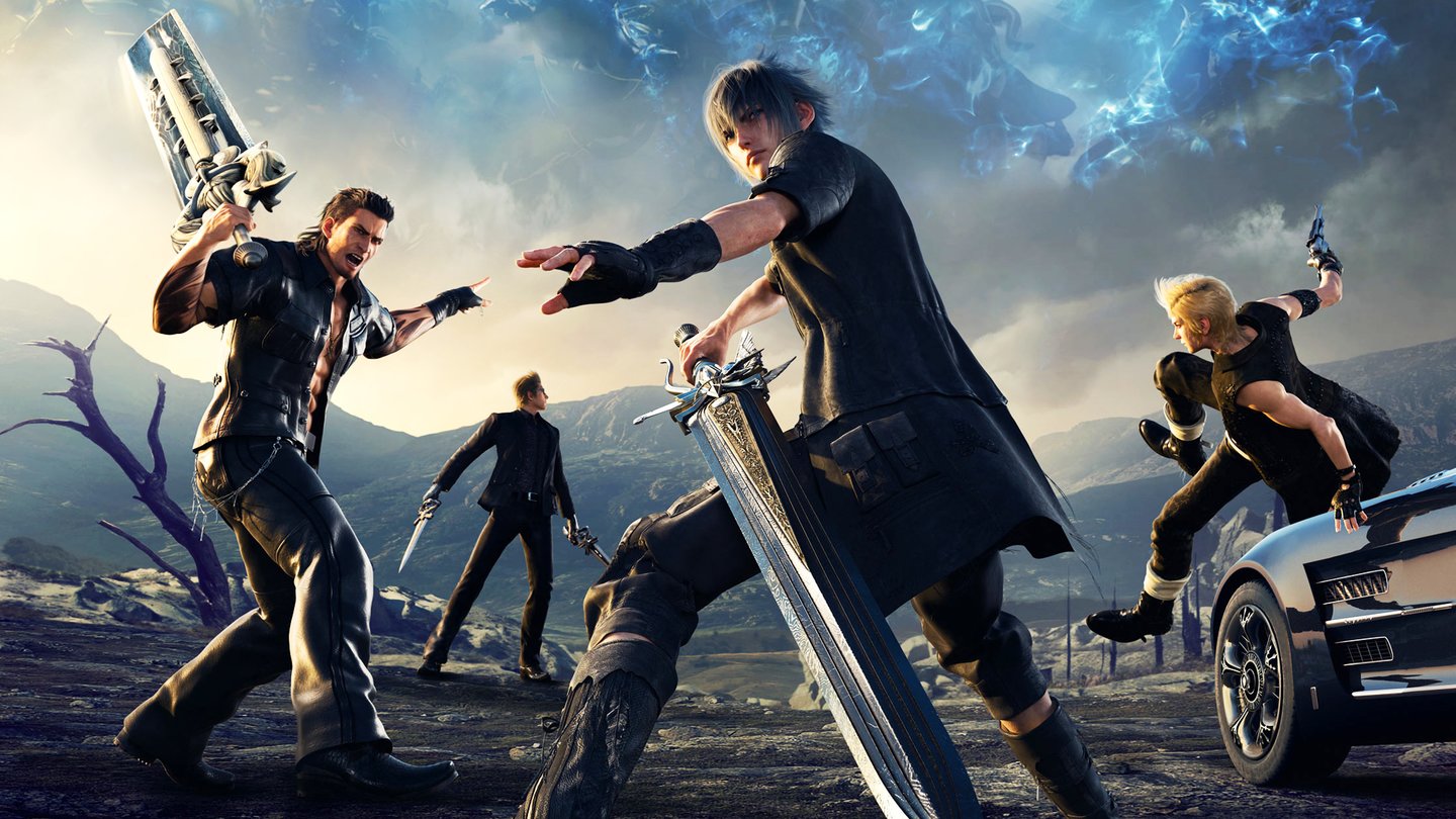 fond d'écran final fantasy 15,jeu d'aventure d'action,film,film d'action,personnage fictif,musical