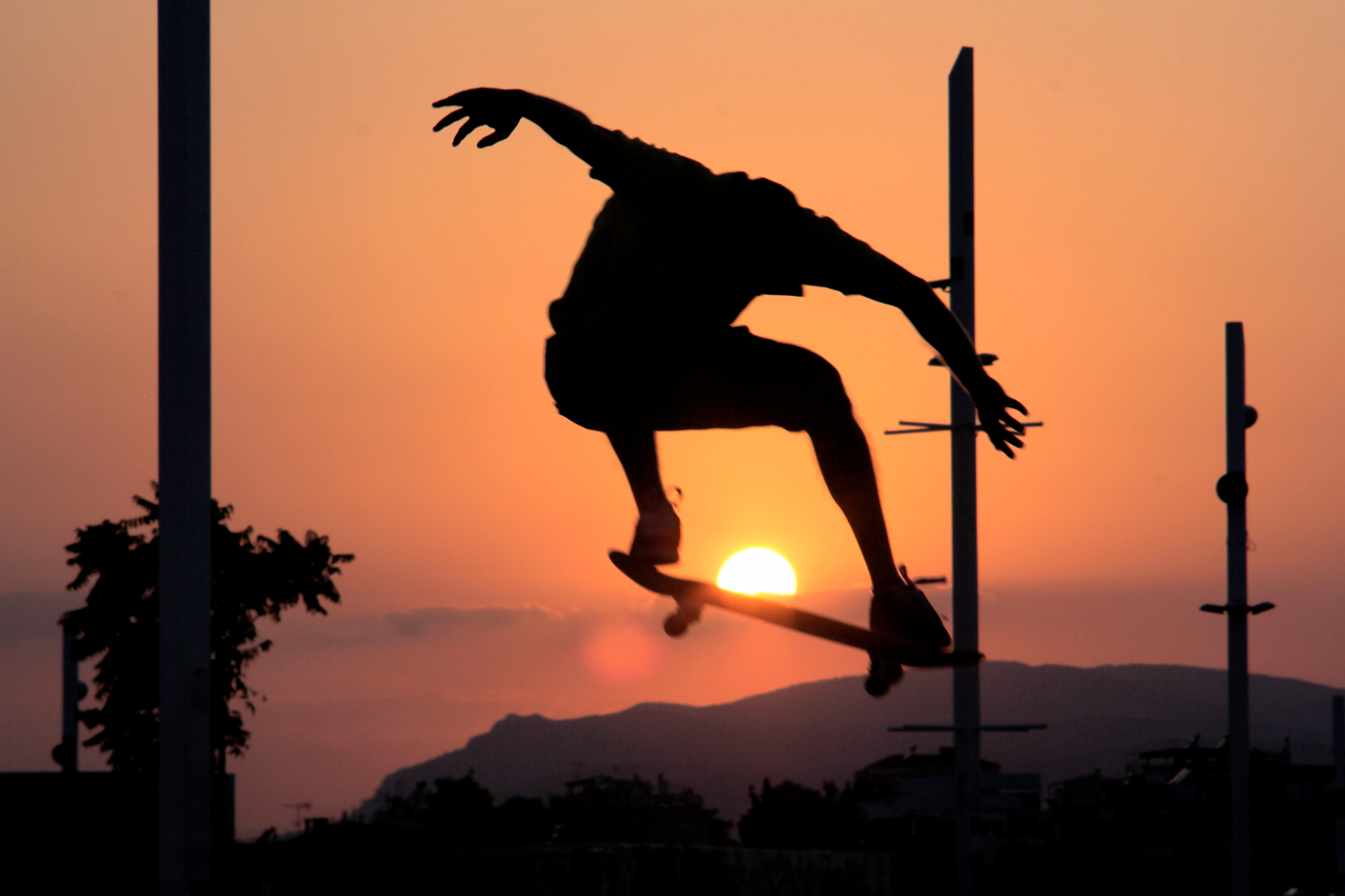 skateboard wallpaper,jumping,sky,silhouette,pole vault,recreation