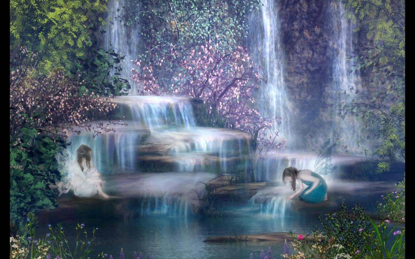 fairytale wallpaper,natural landscape,body of water,nature,waterfall,water resources