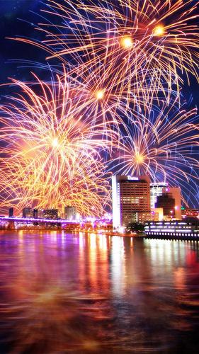 nuovo live wallpaper,fuochi d'artificio,capodanno,riflessione,notte,evento