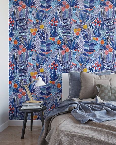 壁紙会社 青い インテリア デザイン 繊維 カーテン 壁 Wallpaperuse