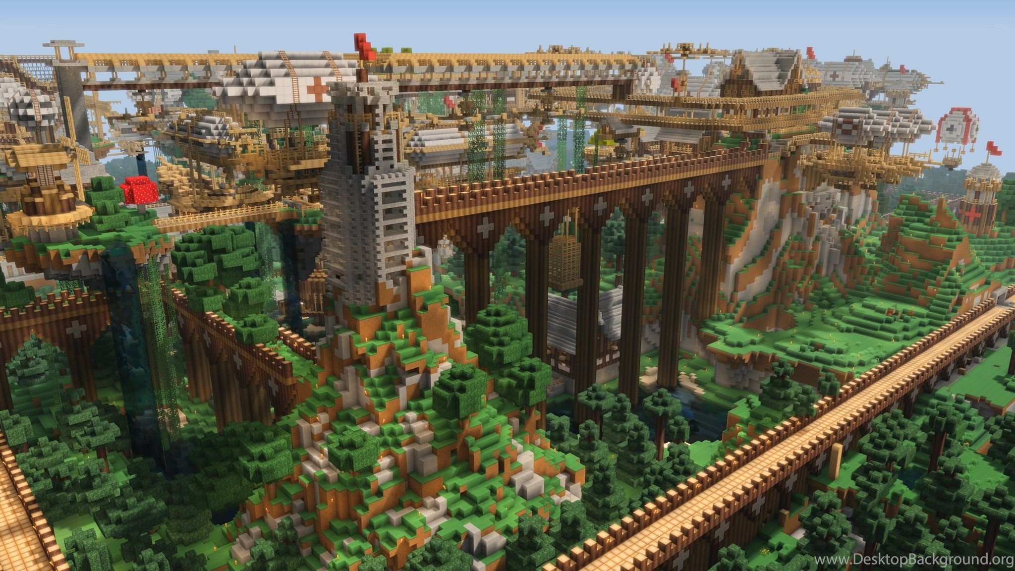 minecraft wallpaper hd,landmark,bridge,scale model,architecture,pc game